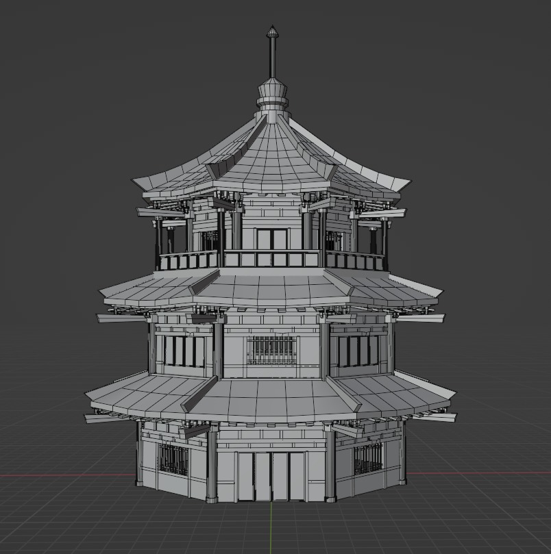 Chinese Temple Low Poly Low-poly 3D model_5
