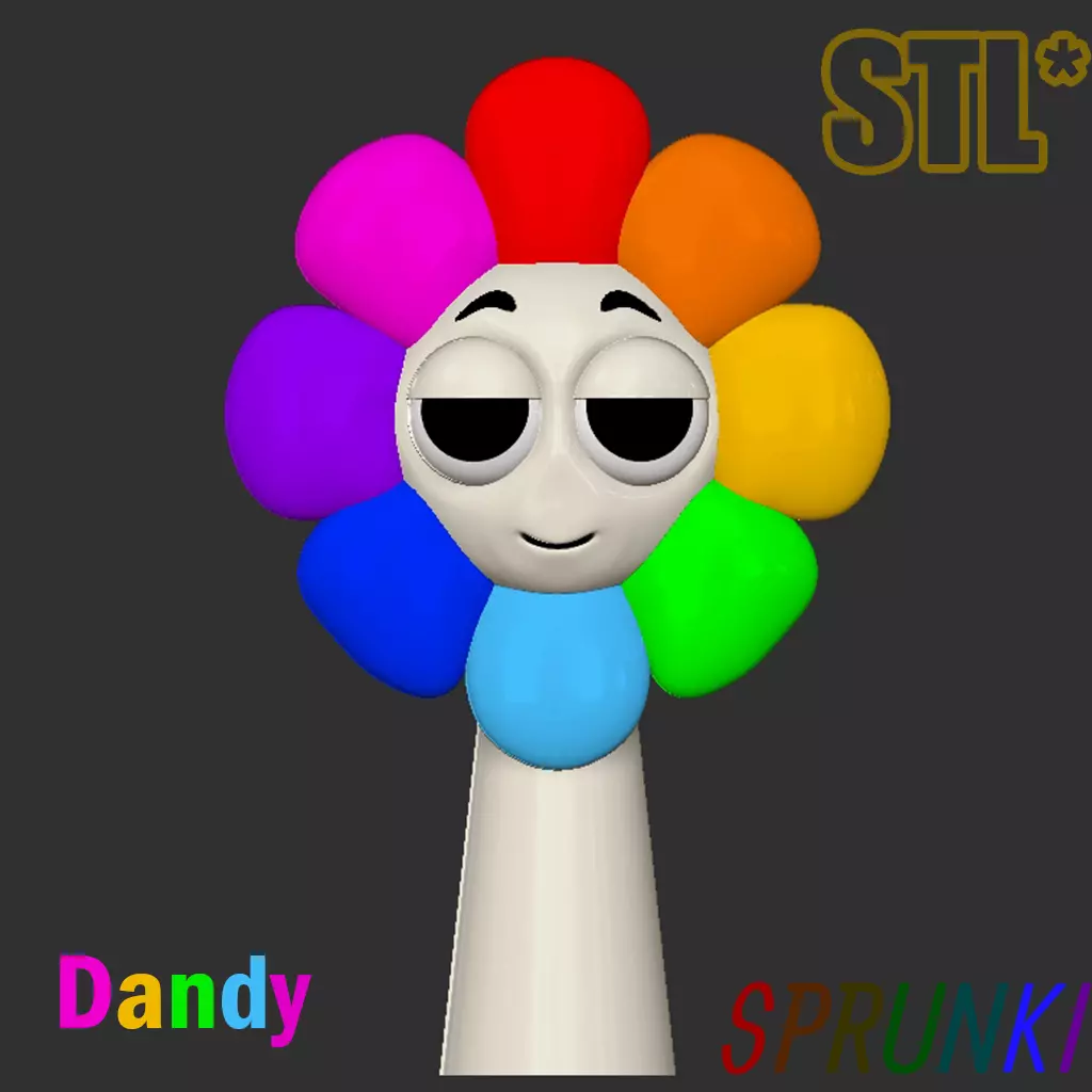 Sprunki Incredibox Dandy World STL 3D Character Fanart 3D print model