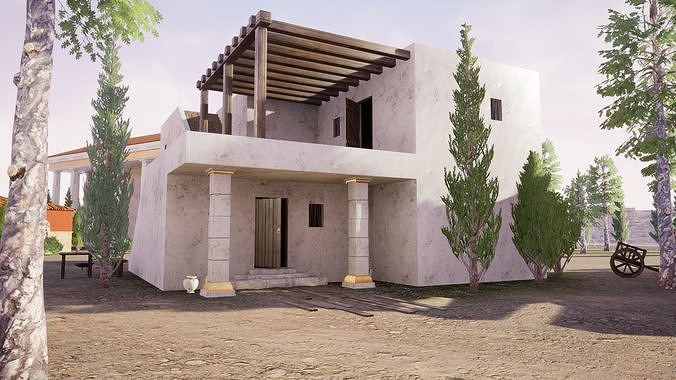 Ancient Greek Island City Low-poly 3D model 7