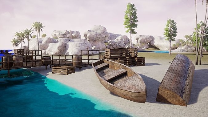 Ancient Greek Island City Low-poly 3D model 5