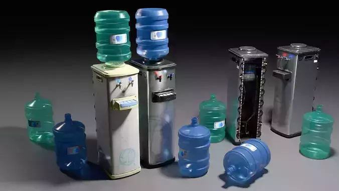 Water cooler fountain for office Low-poly 3D model