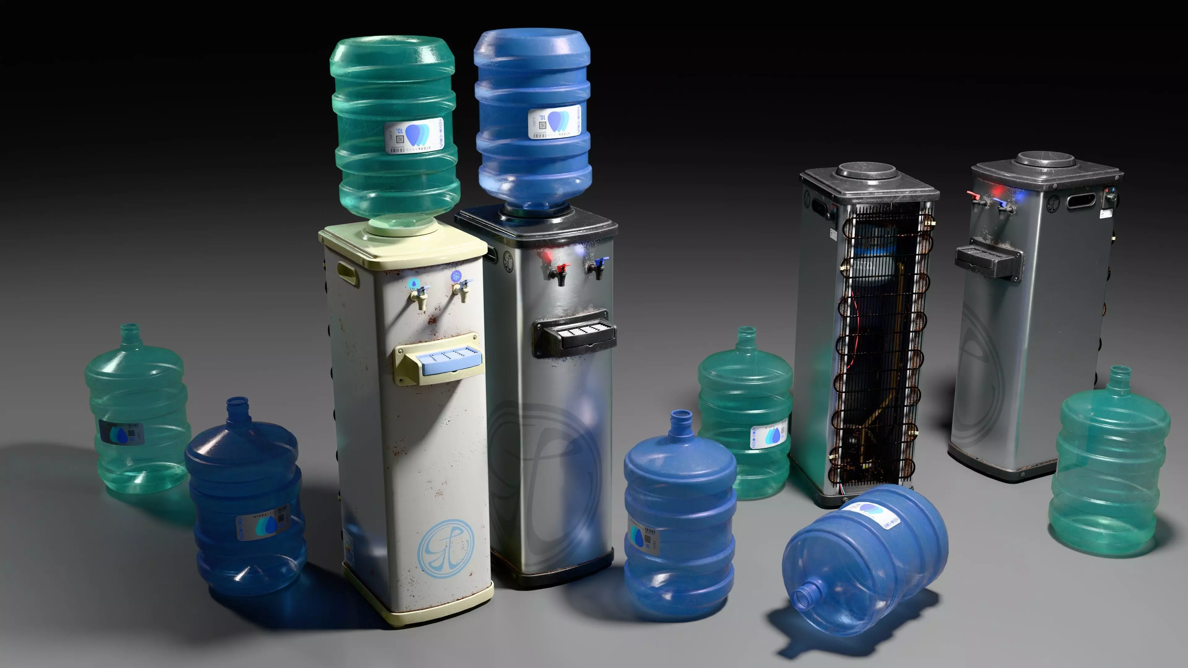 Water cooler fountain for office Low-poly 3D model_0