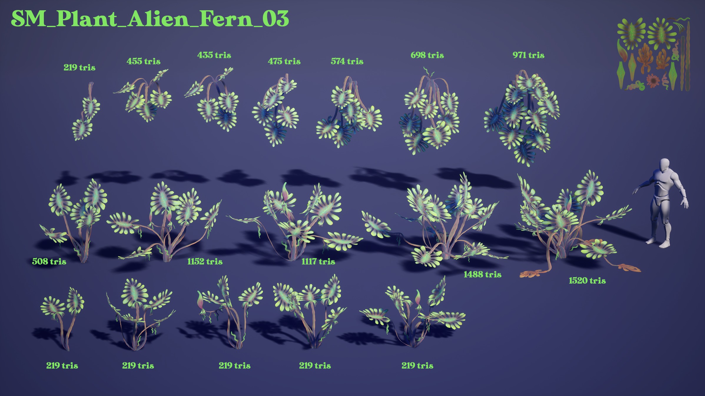 Alien Plants Pack Low-poly 3D model_13