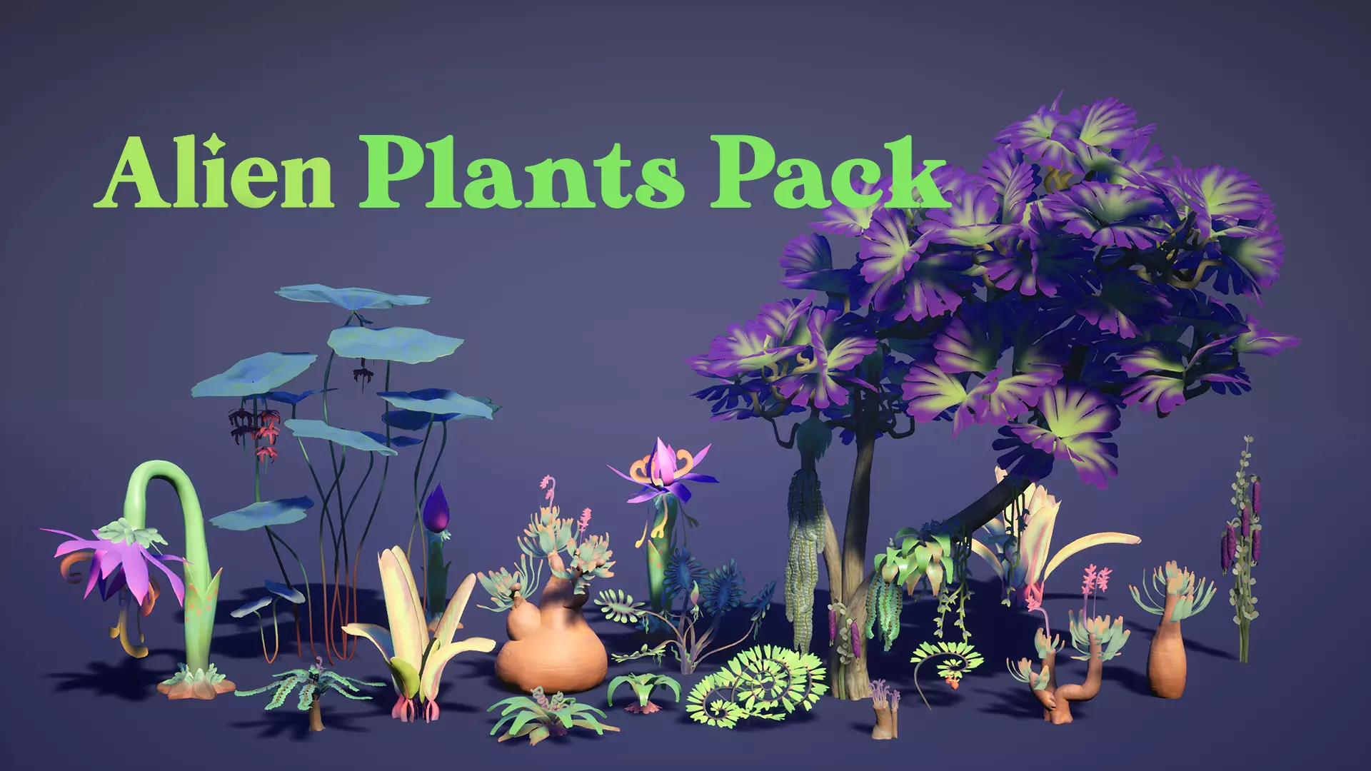 Alien Plants Pack Low-poly 3D model_0