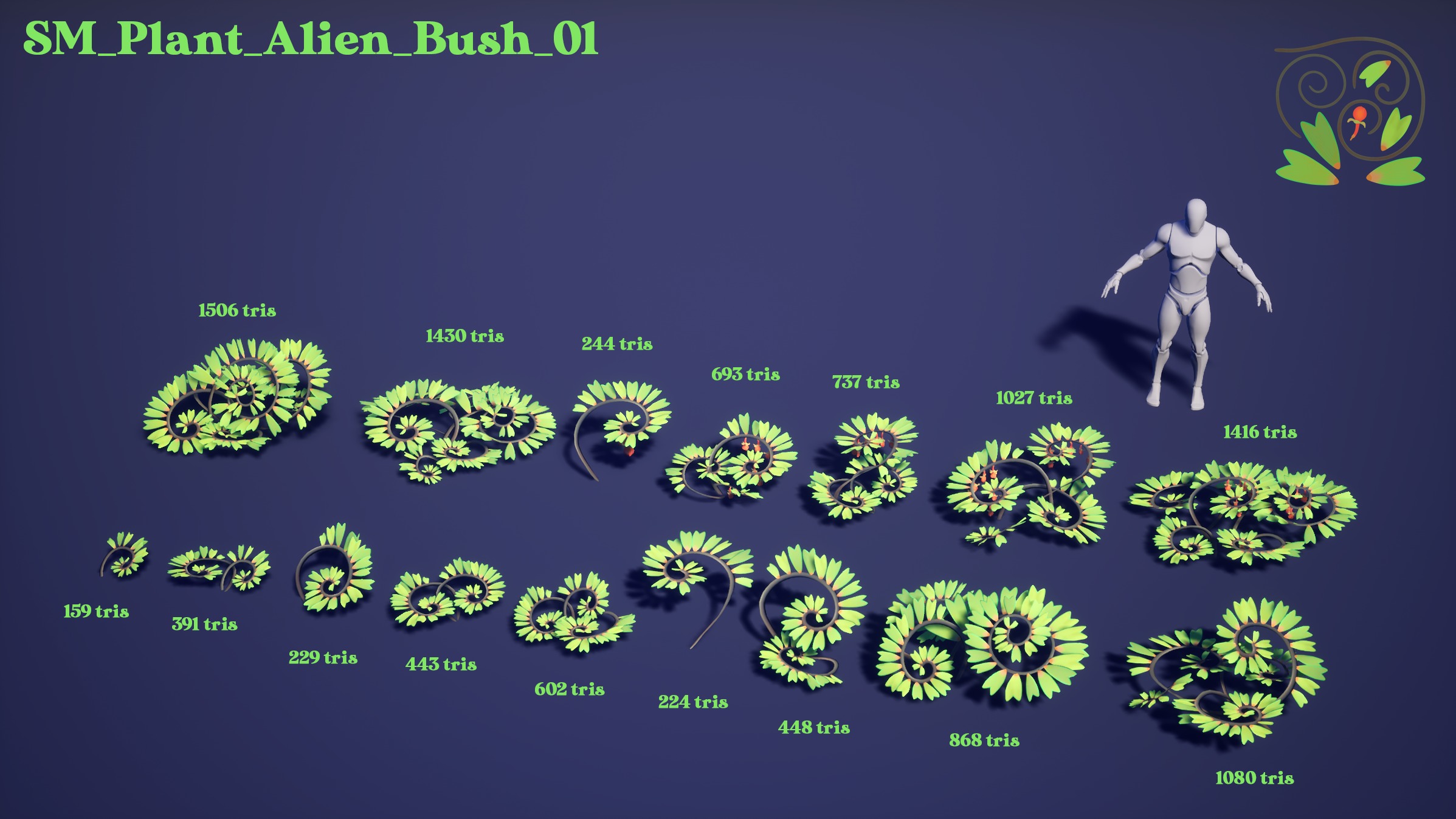 Alien Plants Pack Low-poly 3D model_7