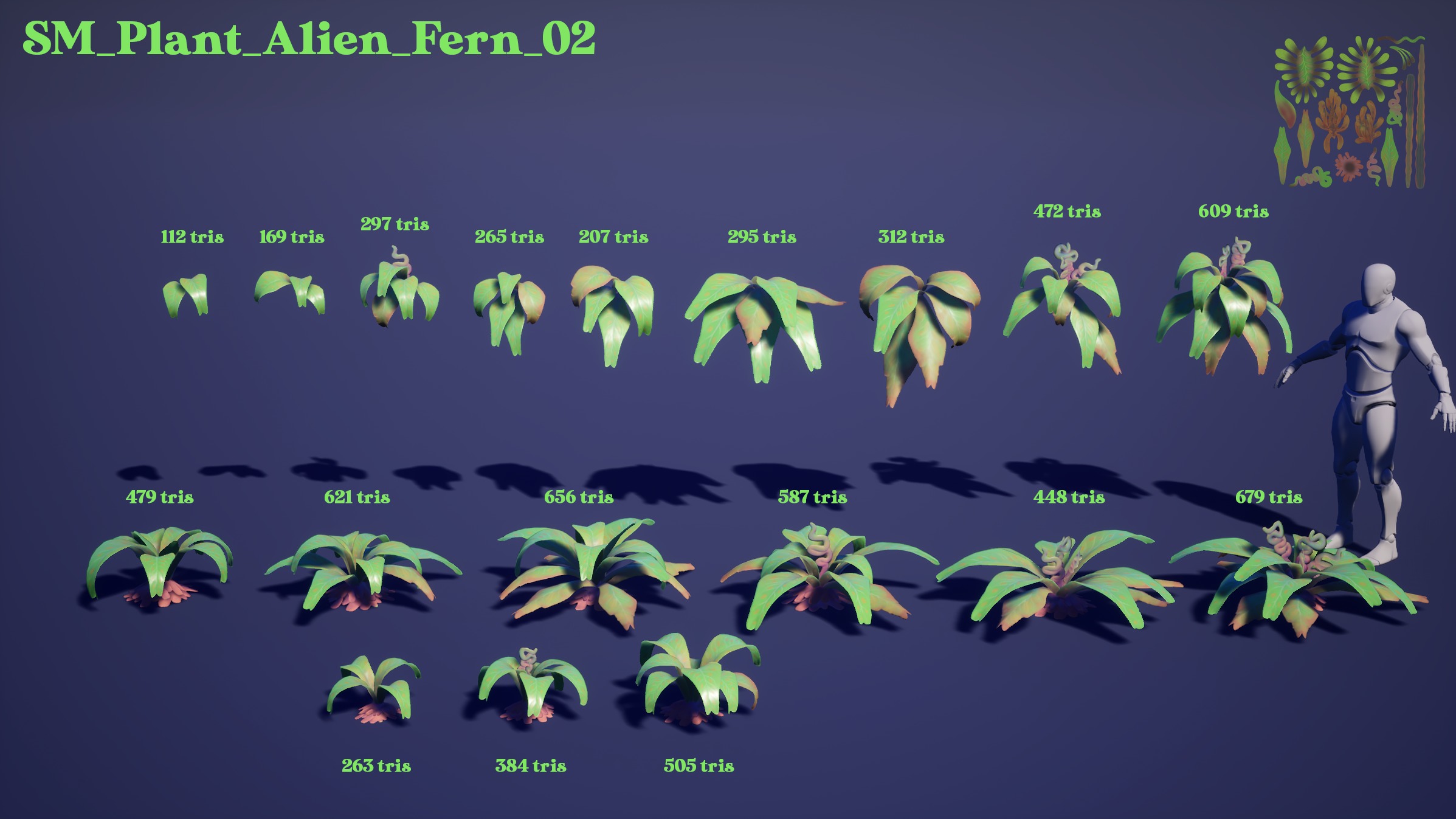 Alien Plants Pack Low-poly 3D model_11