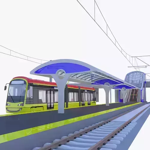 Warsaw tram stop V 3D model