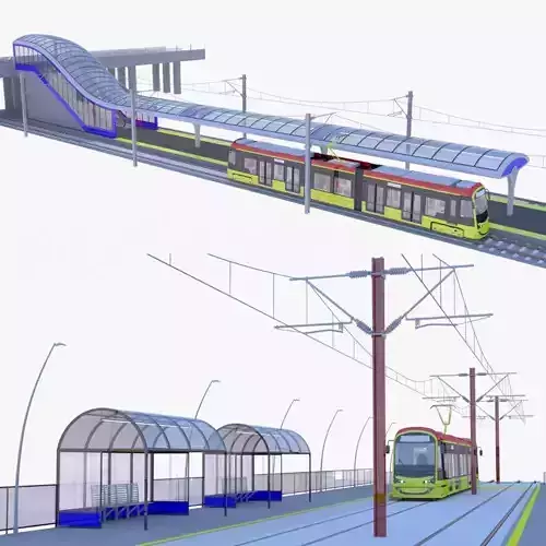 Warsaw tram stops II 3D Model Collection