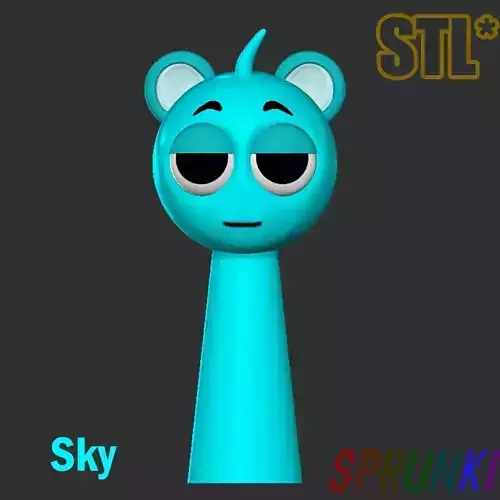 Sprunki Incredibox Sky Blue STL 3D Character Fanart 3D print model