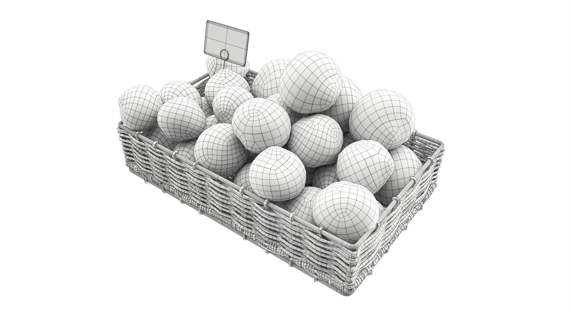 Black radish in tray with price tag Low-poly 3D model_7