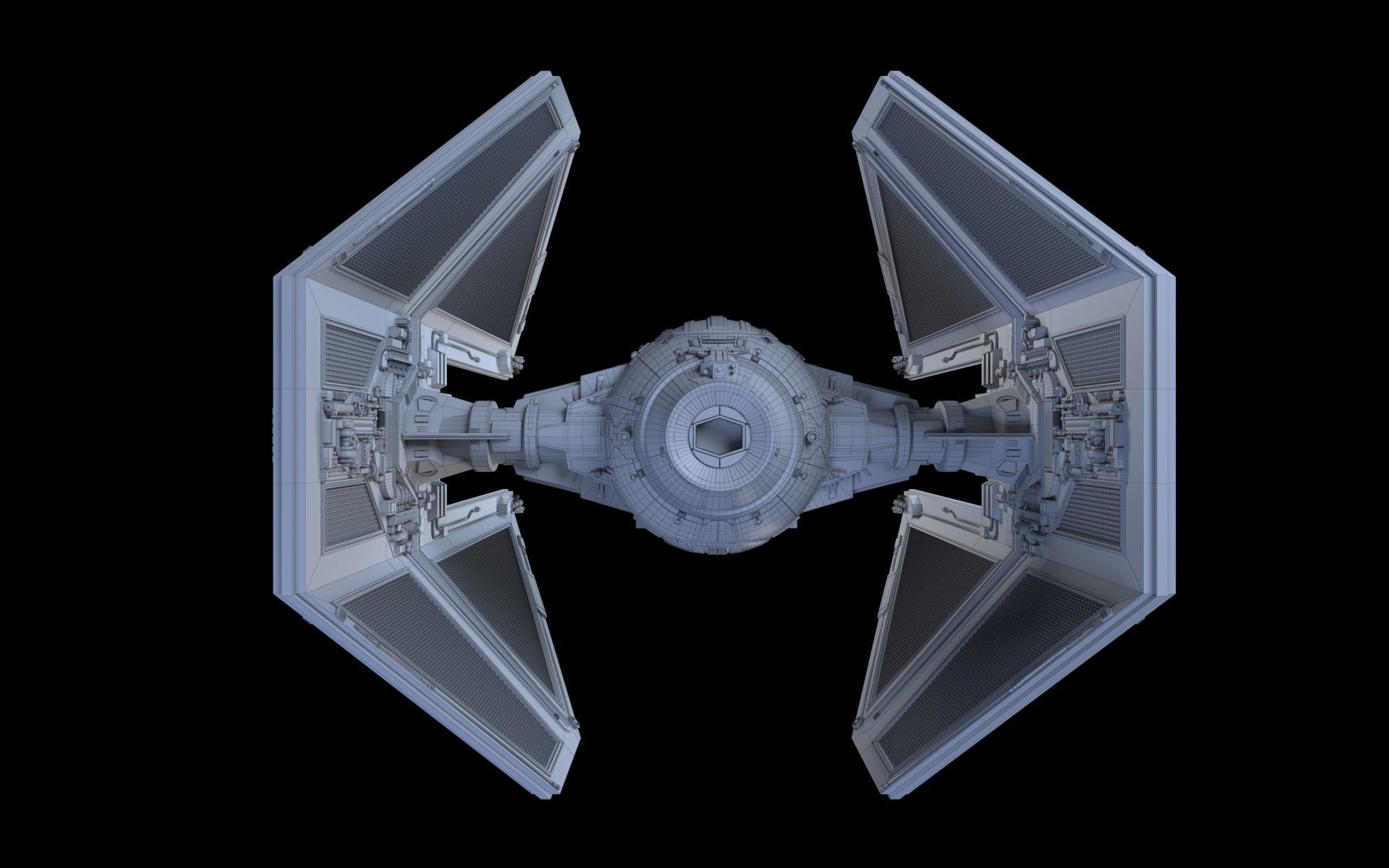 TIE interceptor Star Wars 3D model_15