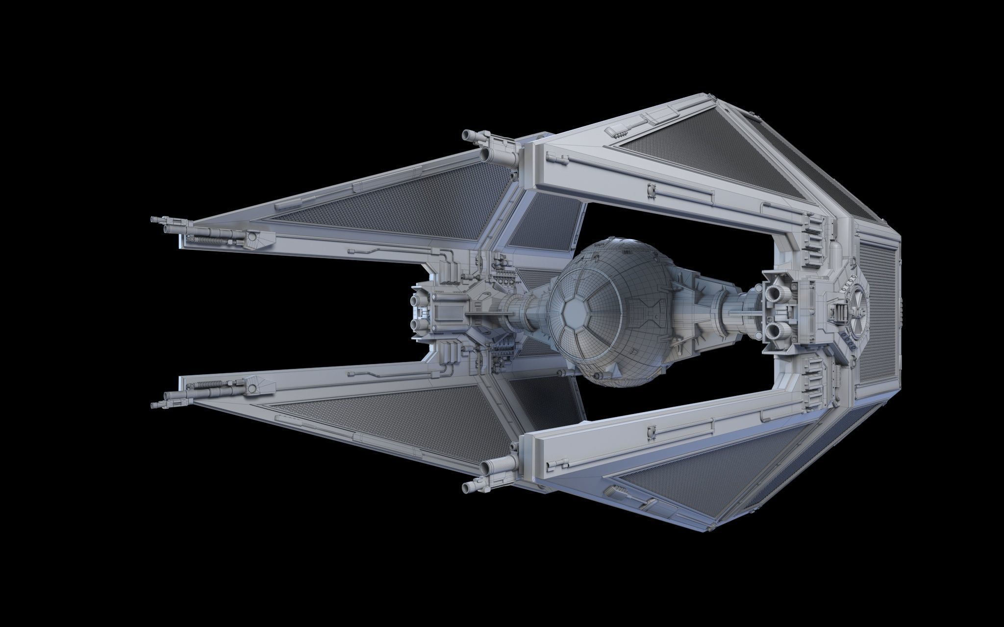 TIE interceptor Star Wars 3D model_10