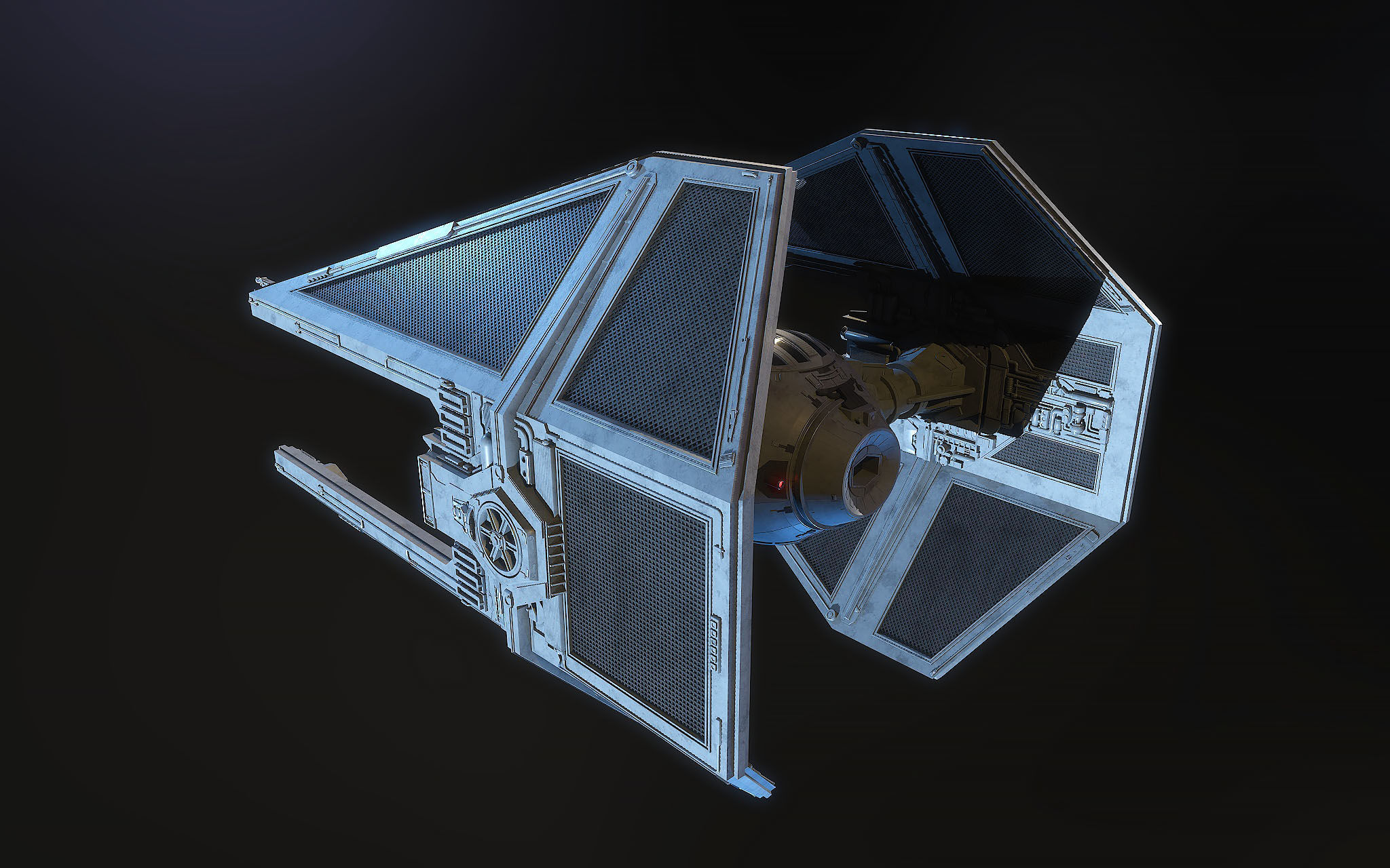 TIE interceptor Star Wars 3D model_5