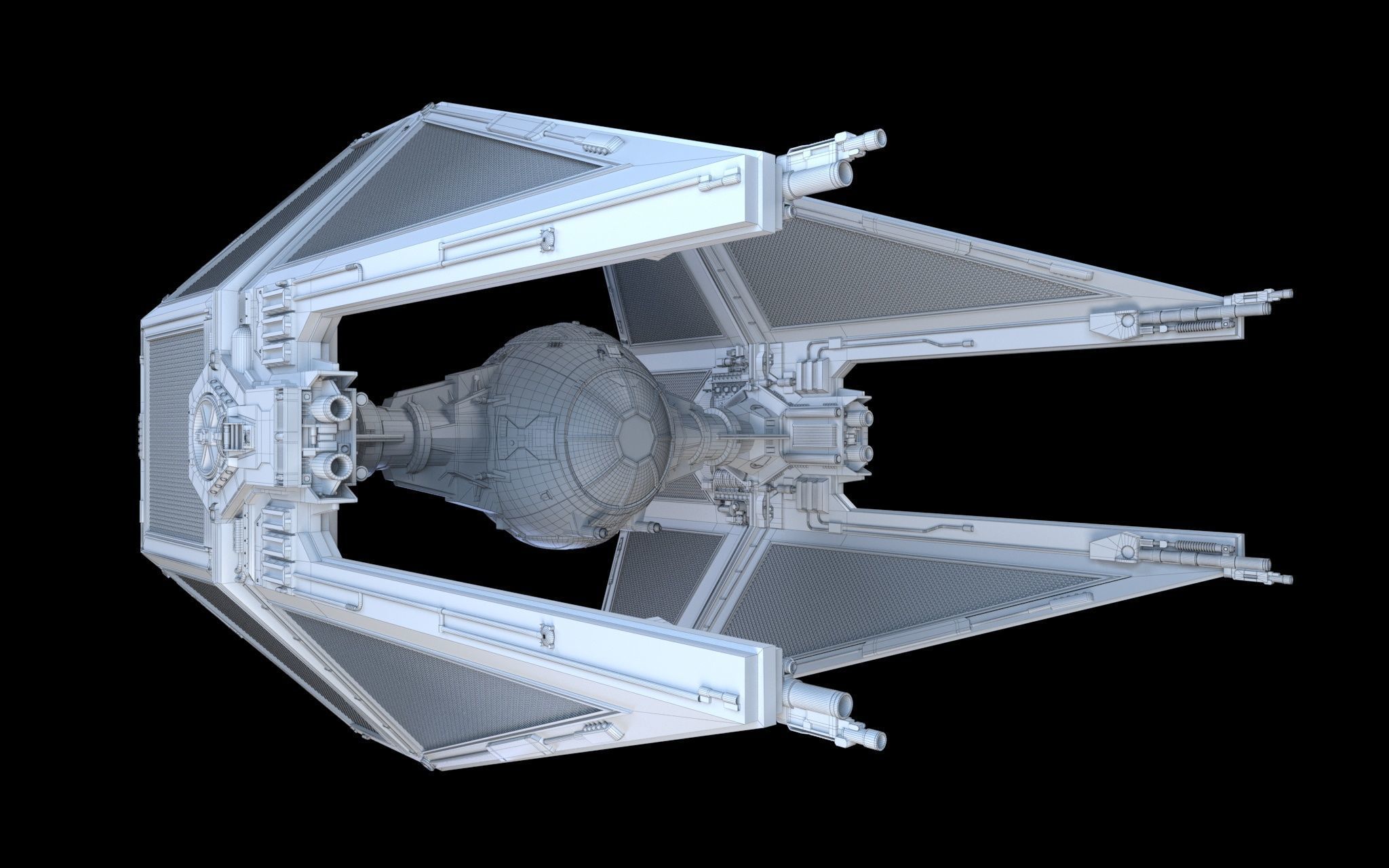 TIE interceptor Star Wars 3D model_12