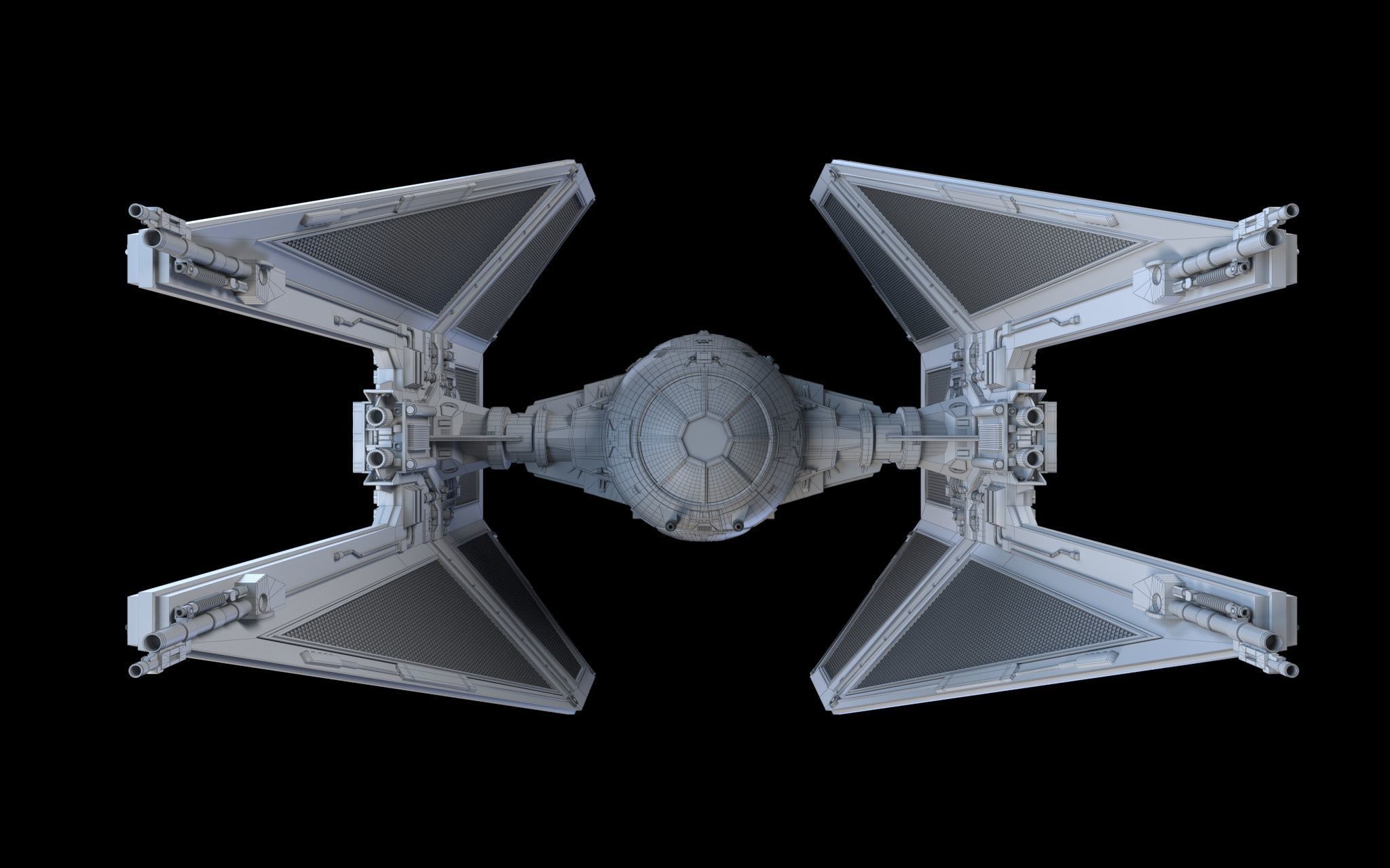 TIE interceptor Star Wars 3D model_11