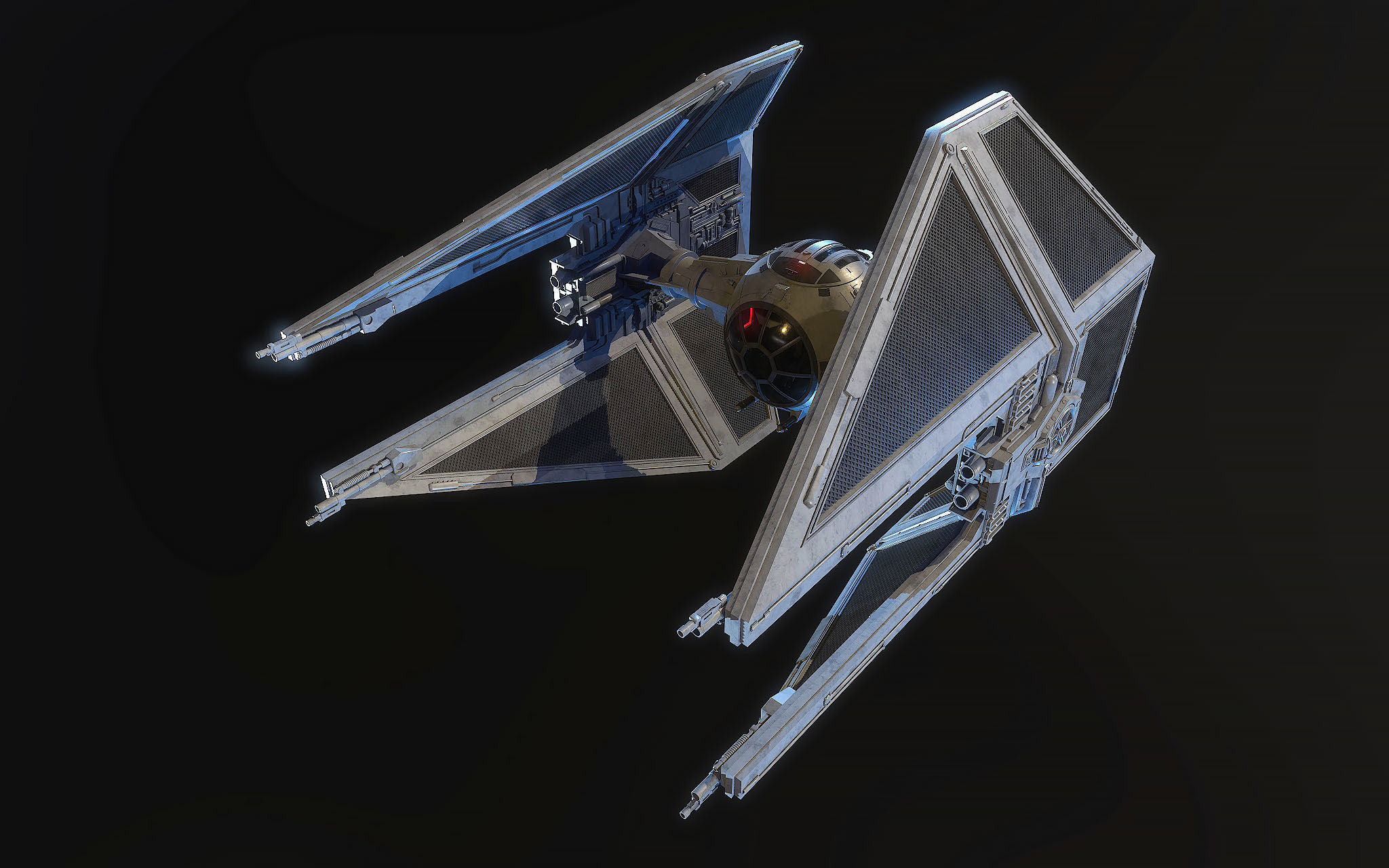 TIE interceptor Star Wars 3D model_8