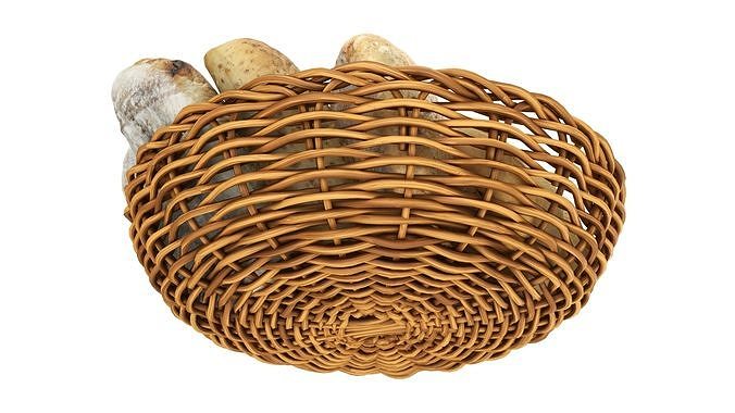 Smallbread selection in basket Low-poly 3D model 5