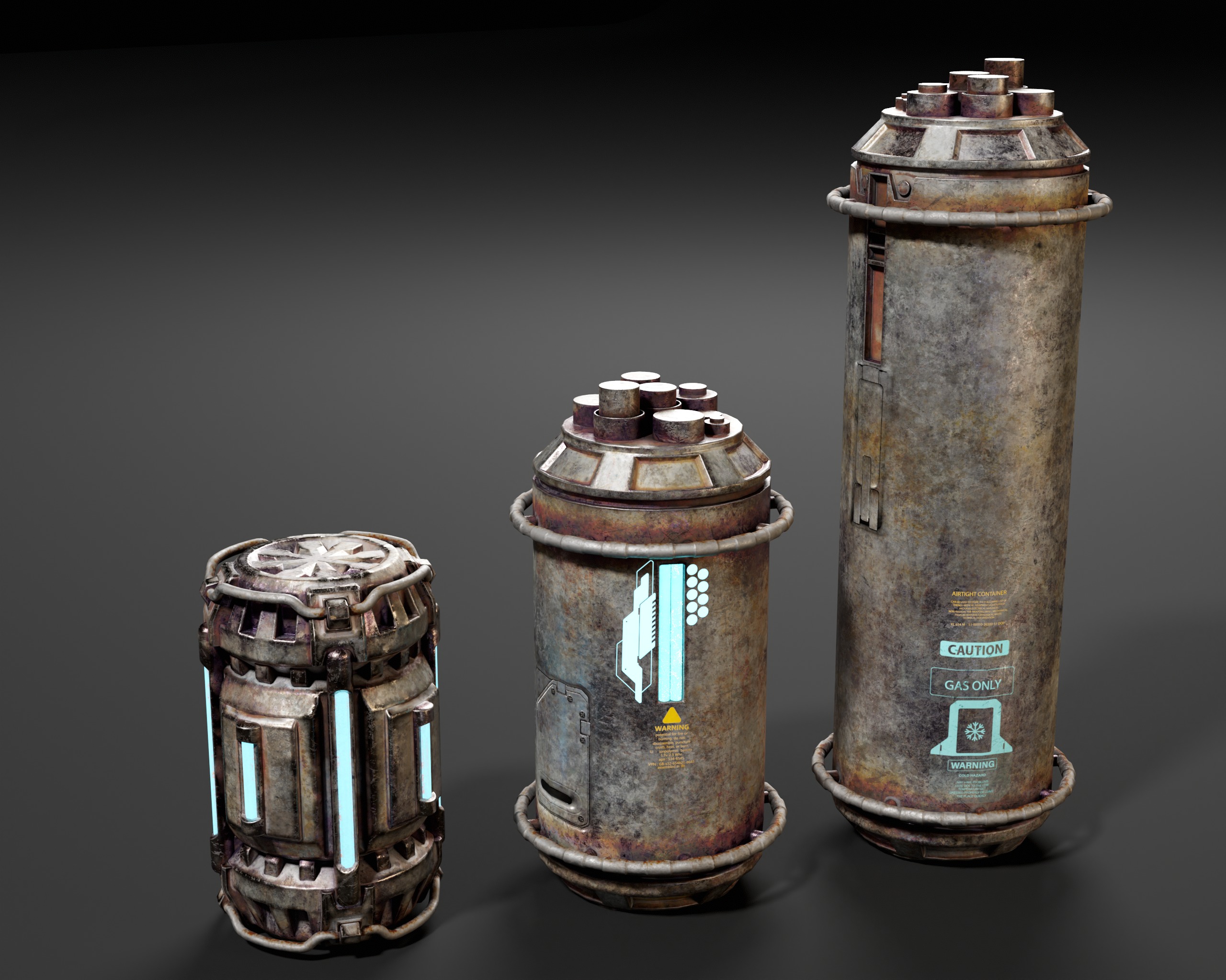 Sci-Fi Canister Set Low-poly 3D model_2