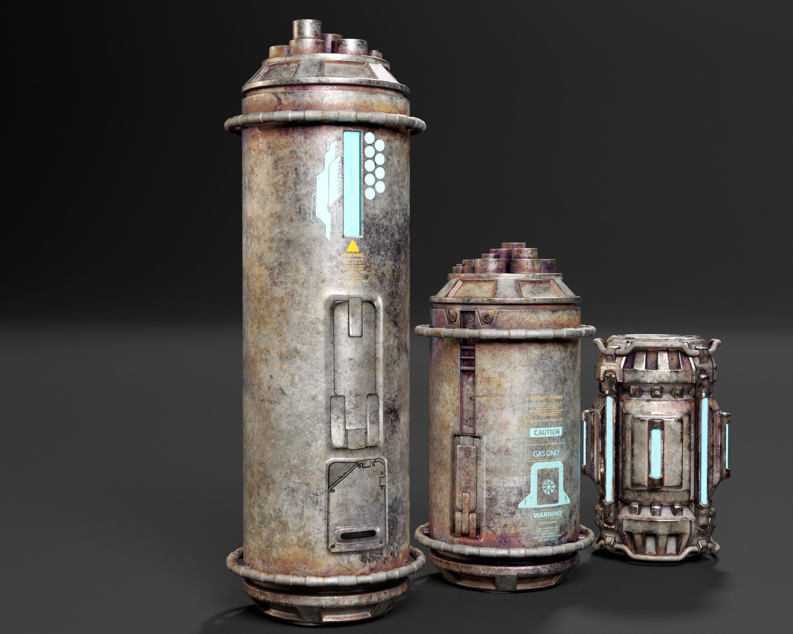 Sci-Fi Canister Set Low-poly 3D model_12