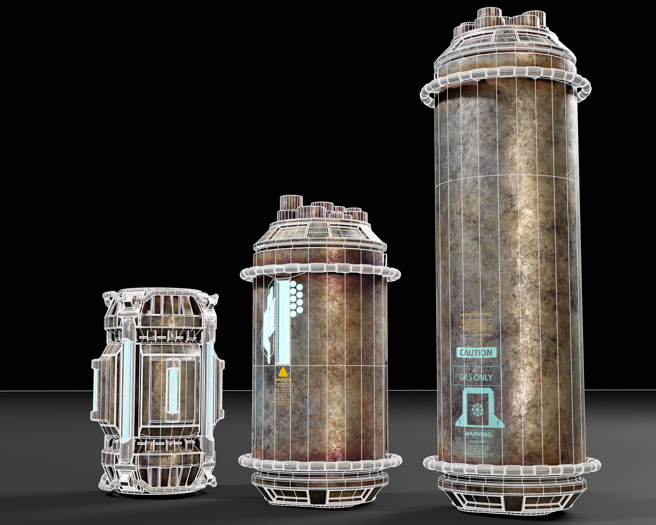 Sci-Fi Canister Set Low-poly 3D model_15