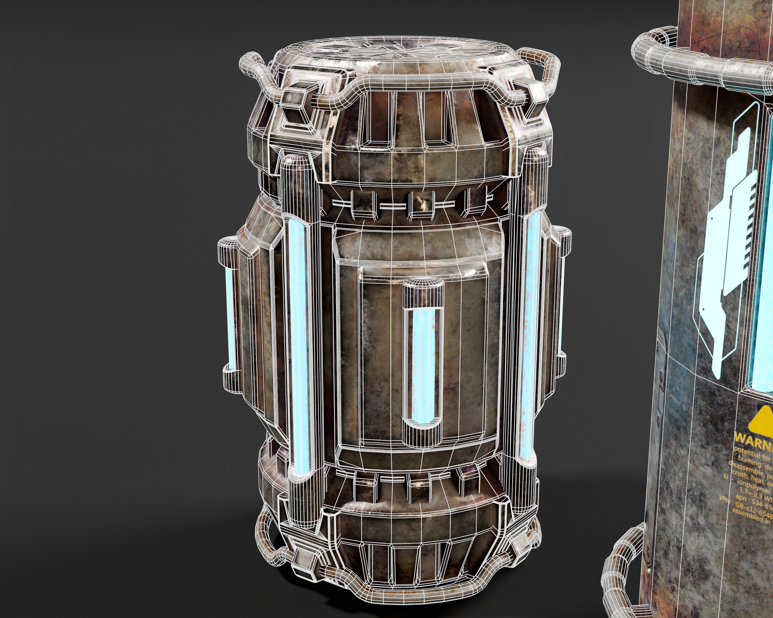 Sci-Fi Canister Set Low-poly 3D model_5