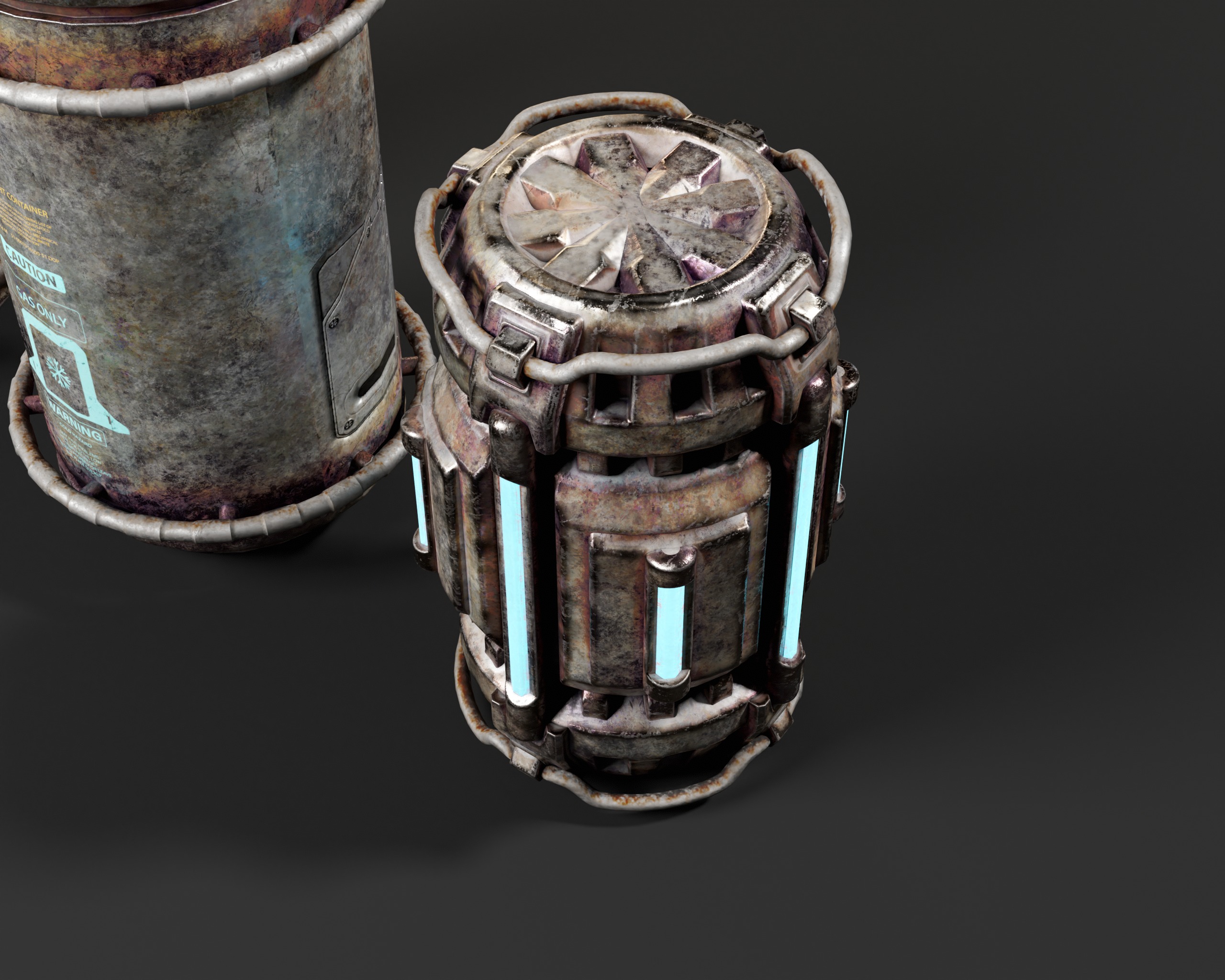 Sci-Fi Canister Set Low-poly 3D model_6
