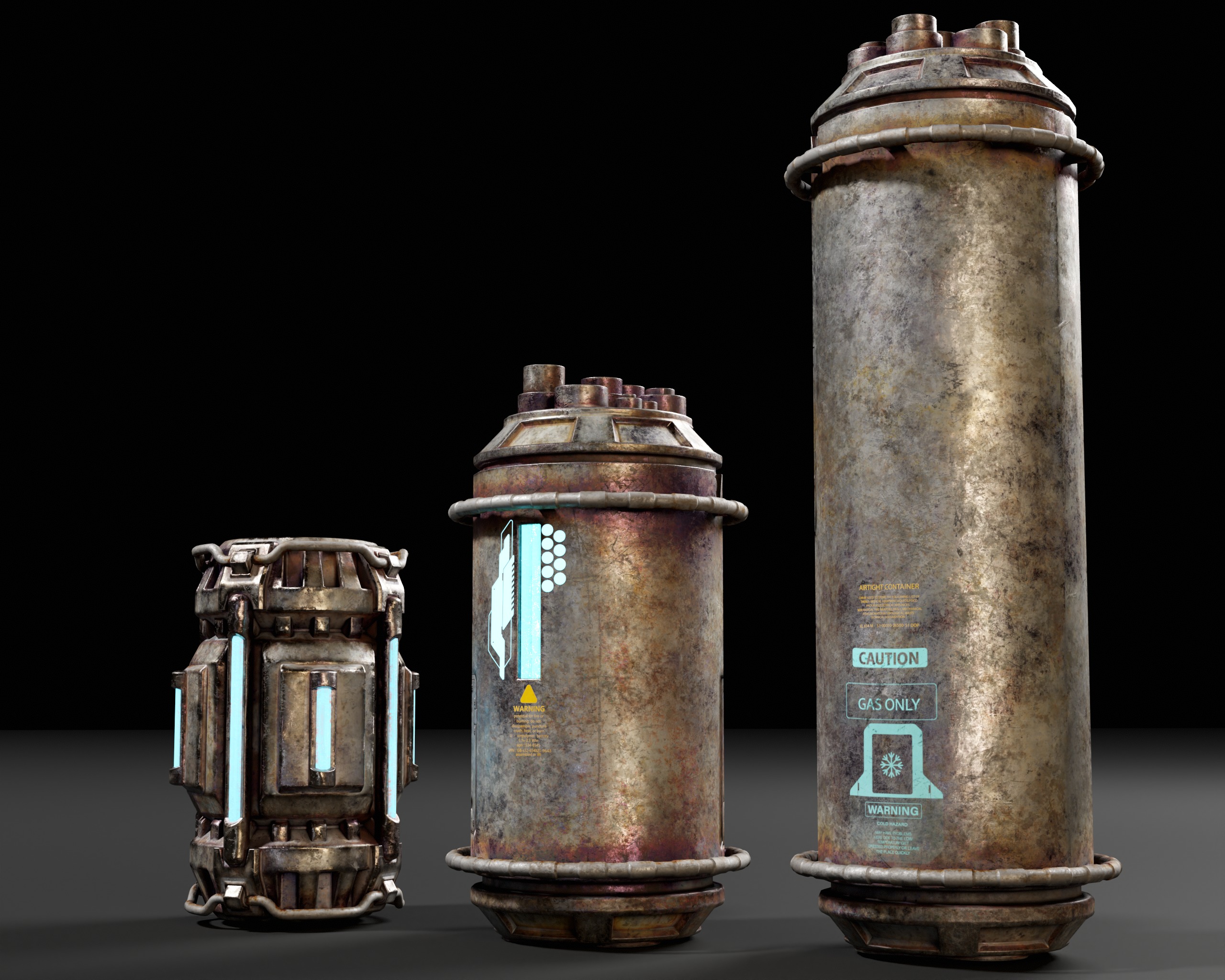 Sci-Fi Canister Set Low-poly 3D model_14