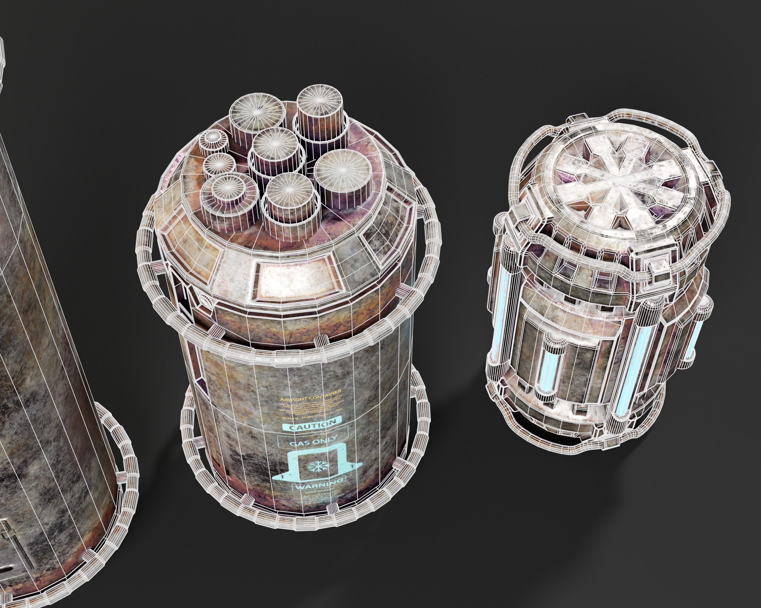 Sci-Fi Canister Set Low-poly 3D model_11