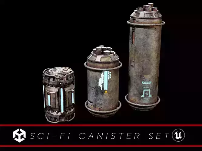 Sci-Fi Canister Set Low-poly 3D model