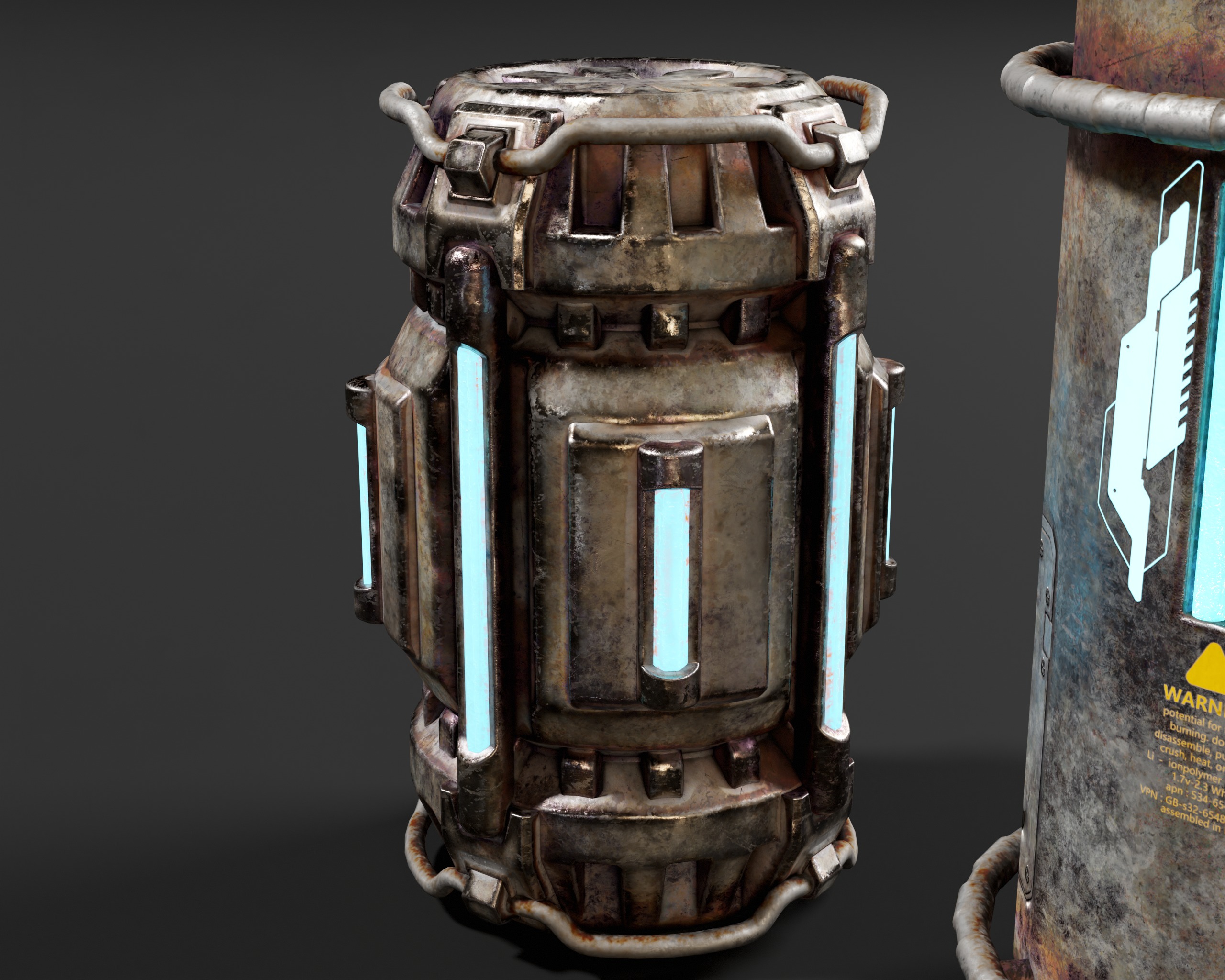 Sci-Fi Canister Set Low-poly 3D model_4