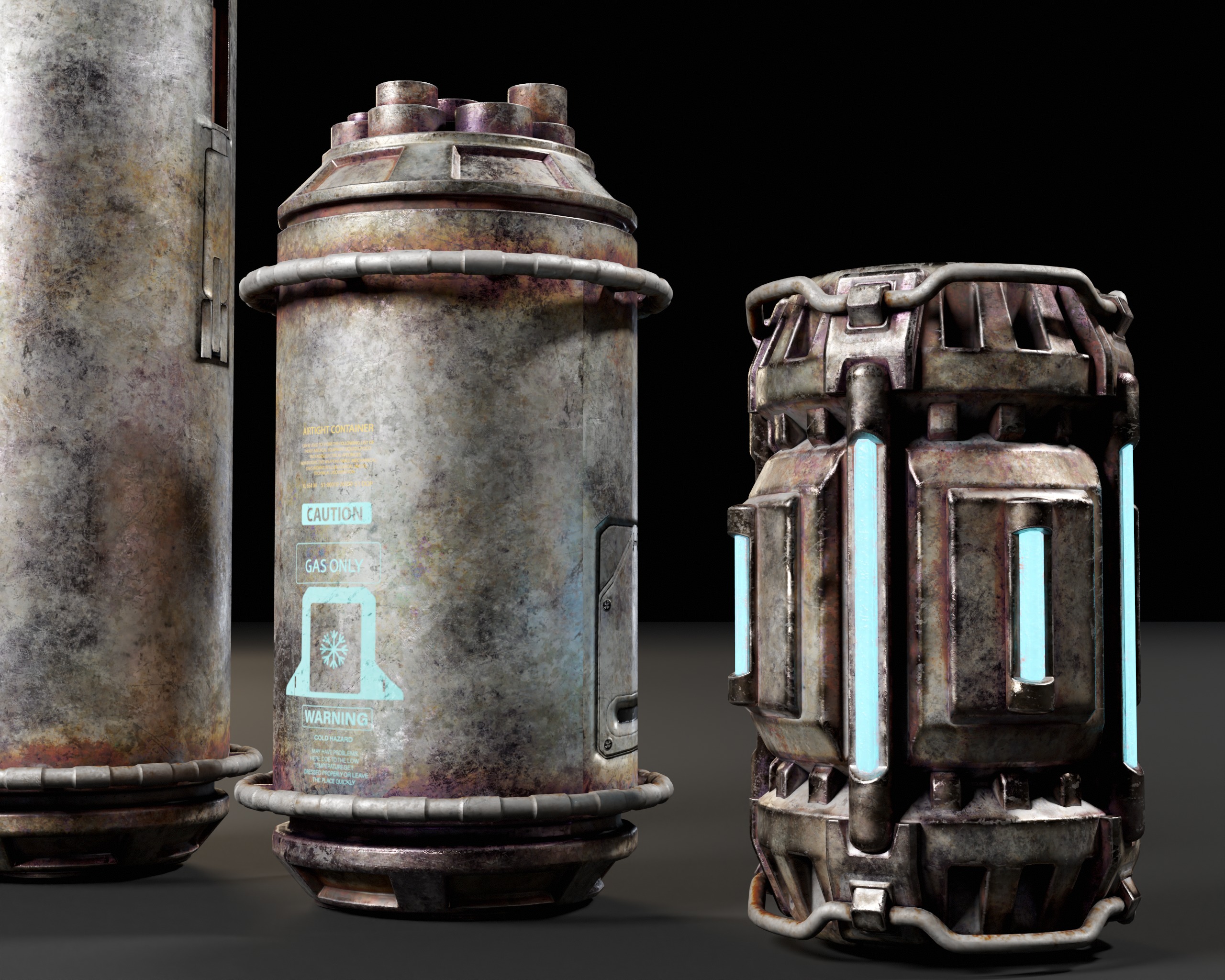 Sci-Fi Canister Set Low-poly 3D model_8