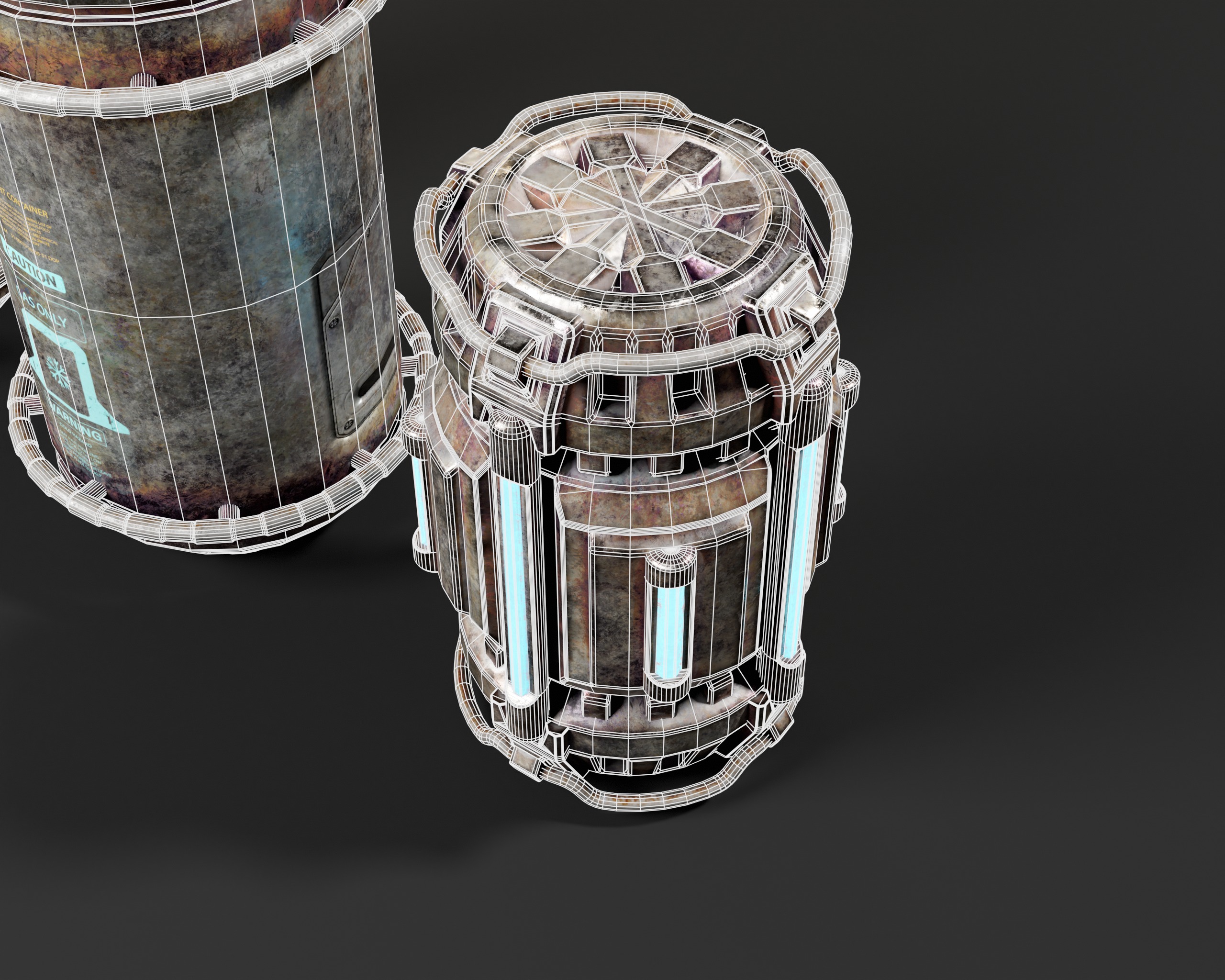 Sci-Fi Canister Set Low-poly 3D model_7