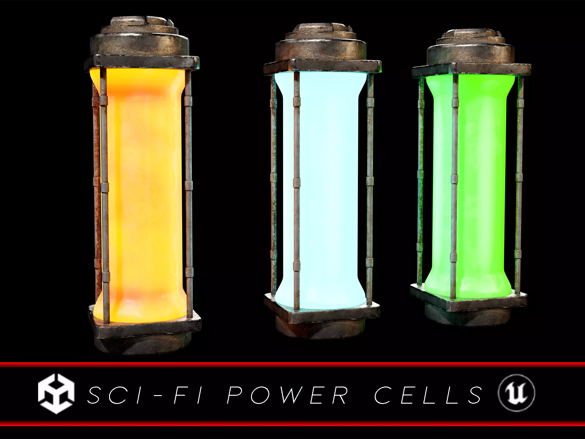 Sci-Fi Power Cells Low-poly 3D model_0