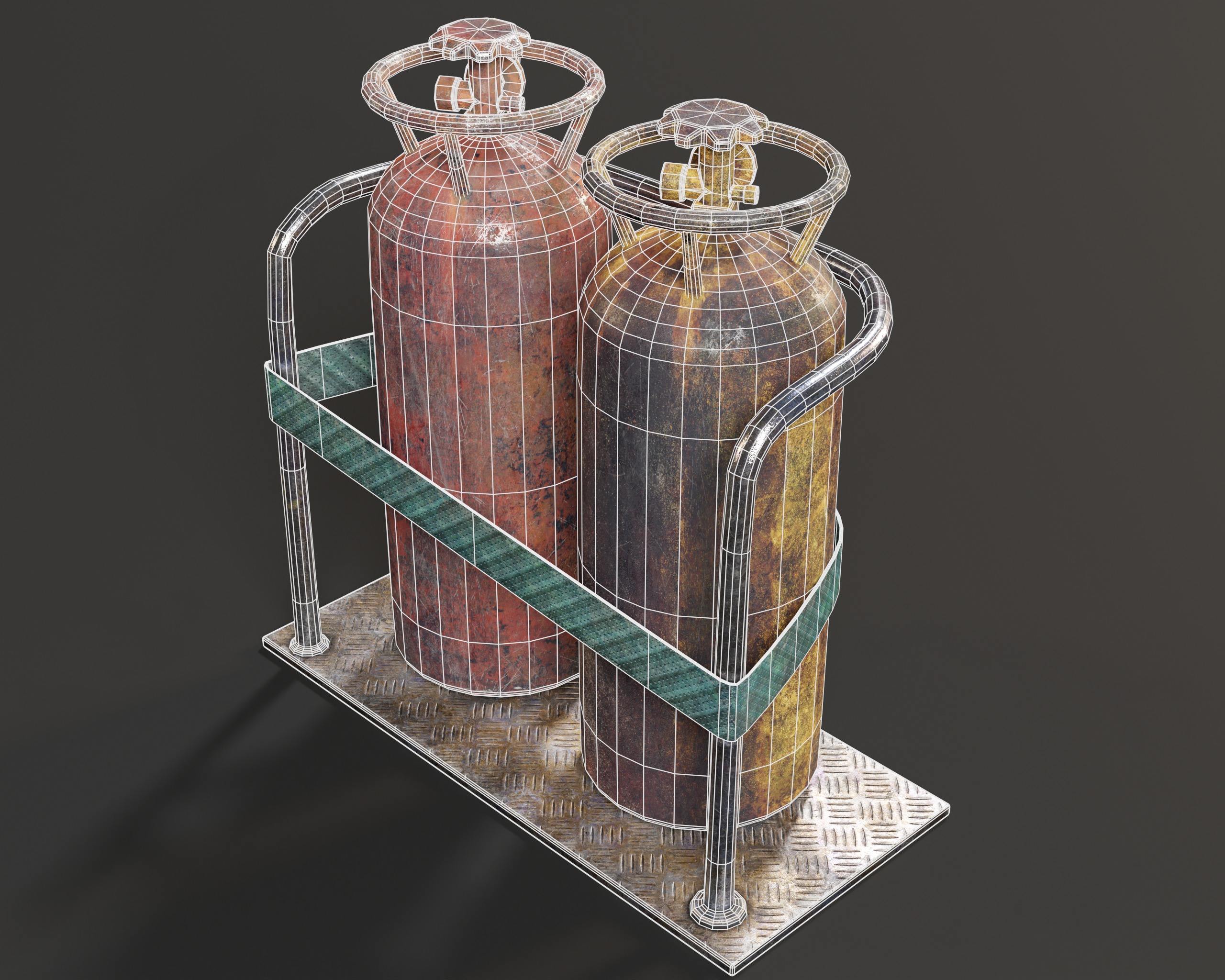 Sci-Fi C02 Canisters Low-poly 3D model_9