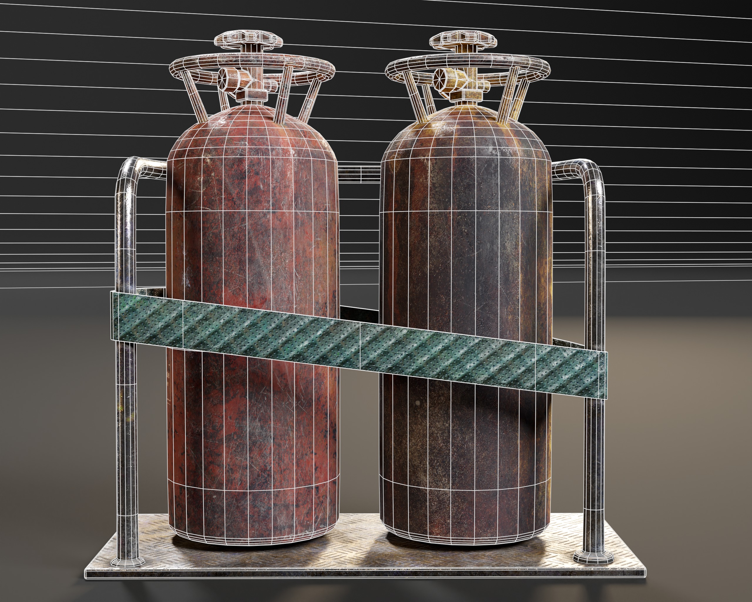 Sci-Fi C02 Canisters Low-poly 3D model_11