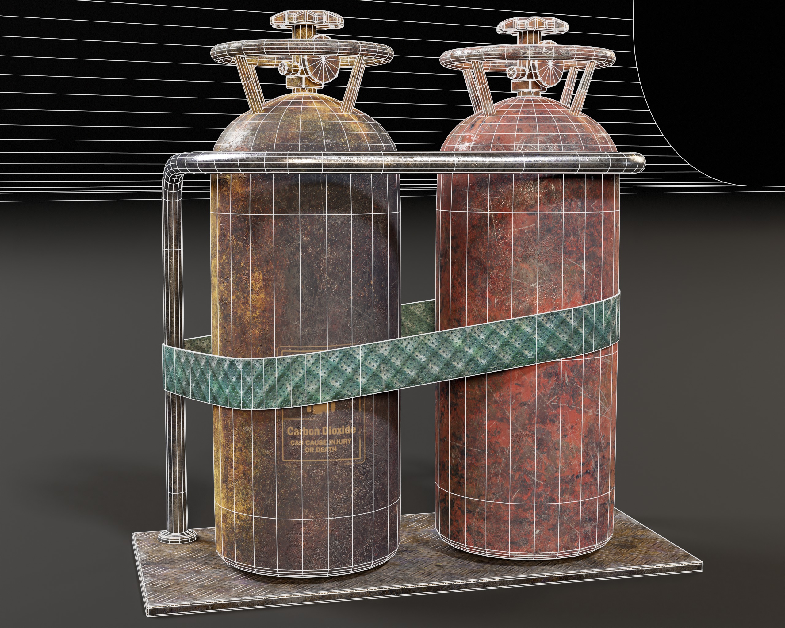 Sci-Fi C02 Canisters Low-poly 3D model_3
