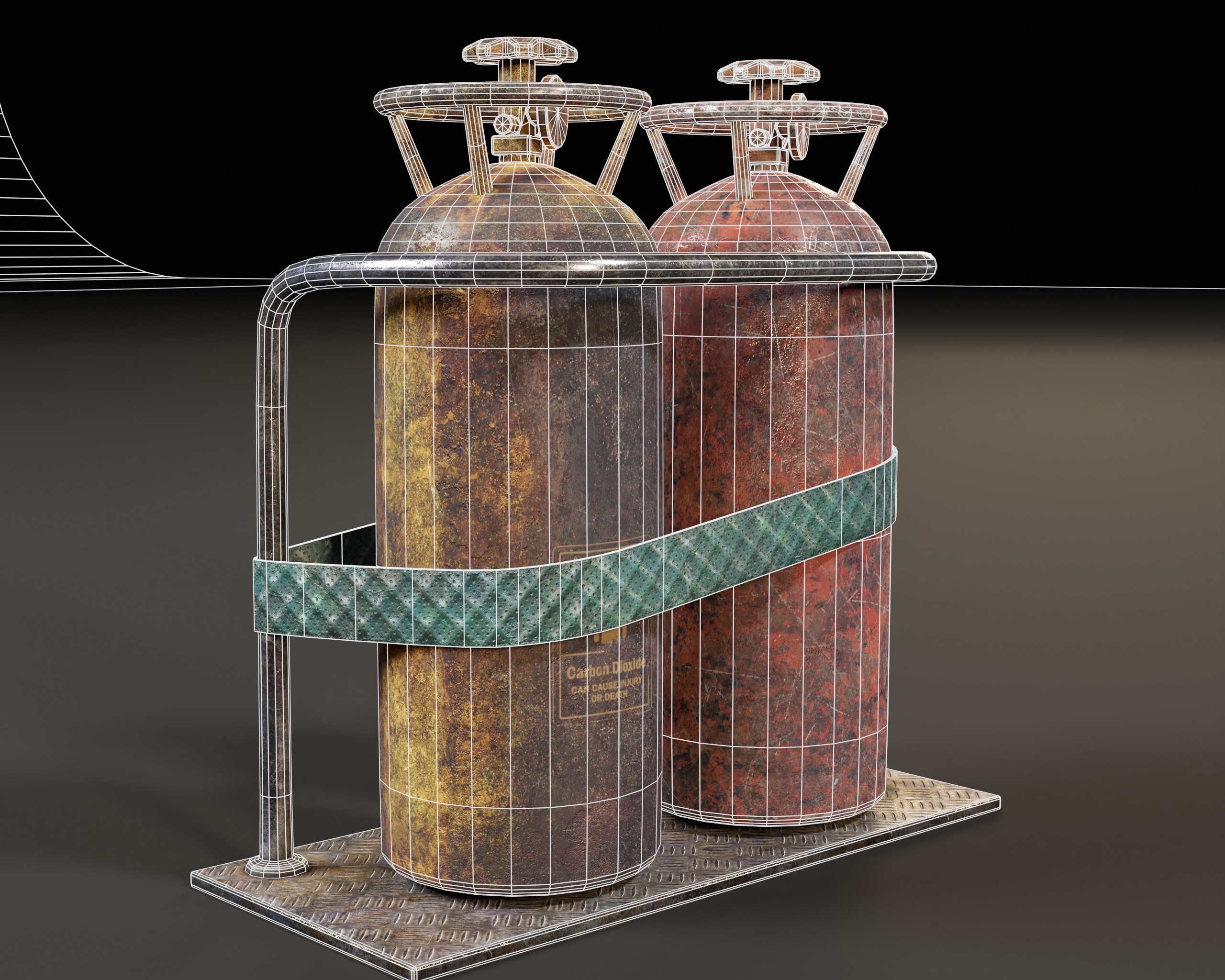 Sci-Fi C02 Canisters Low-poly 3D model_5