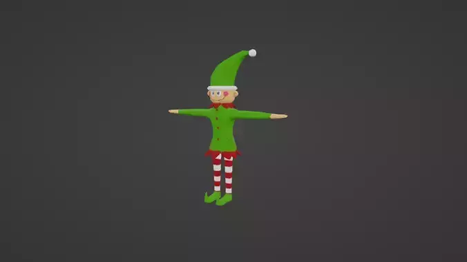 ANIMATED CHRISTMAS ELF READY TO USE Low-poly 3D model
