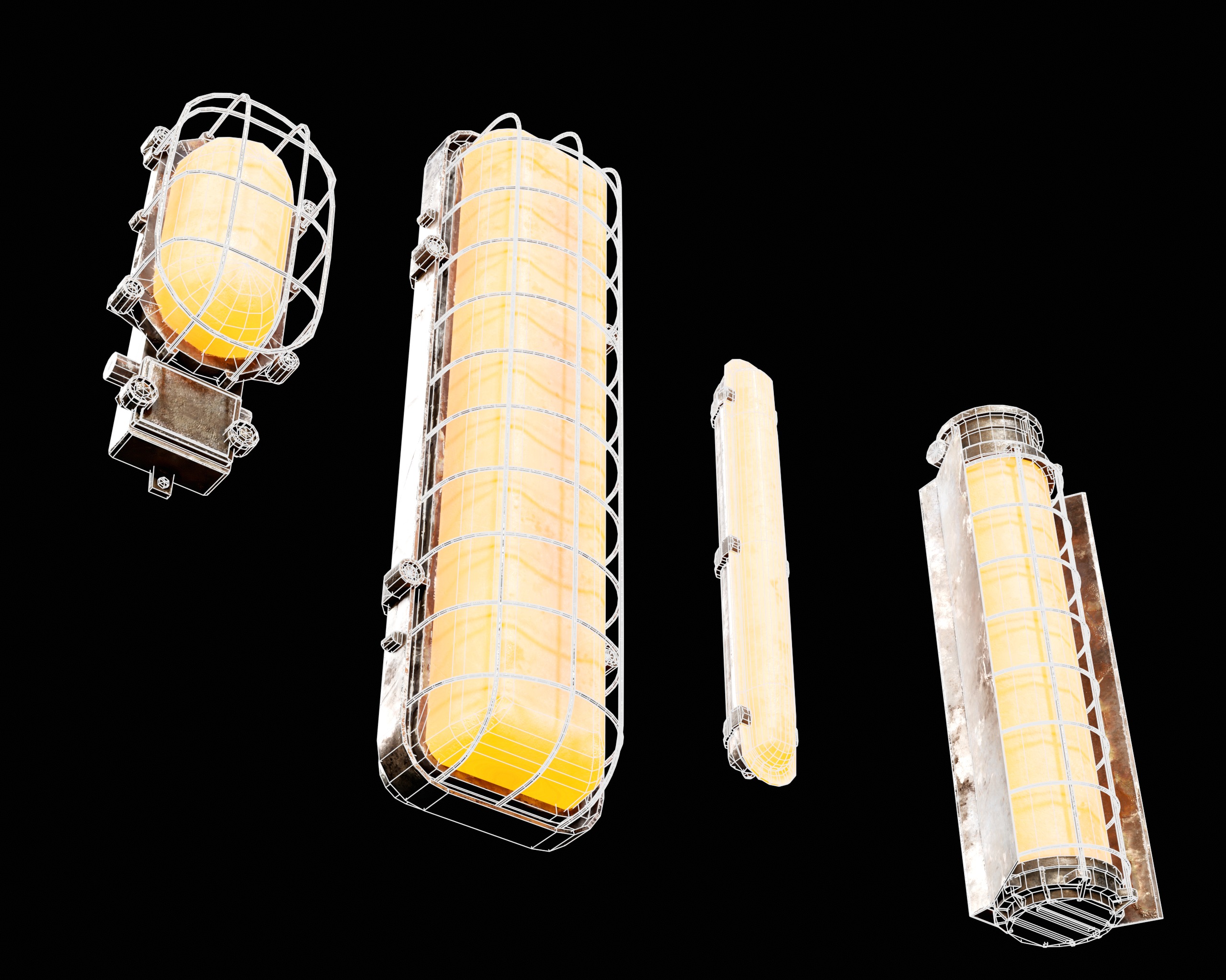 Sci-Fi Light Fixture Set 3 Low-poly 3D model_7