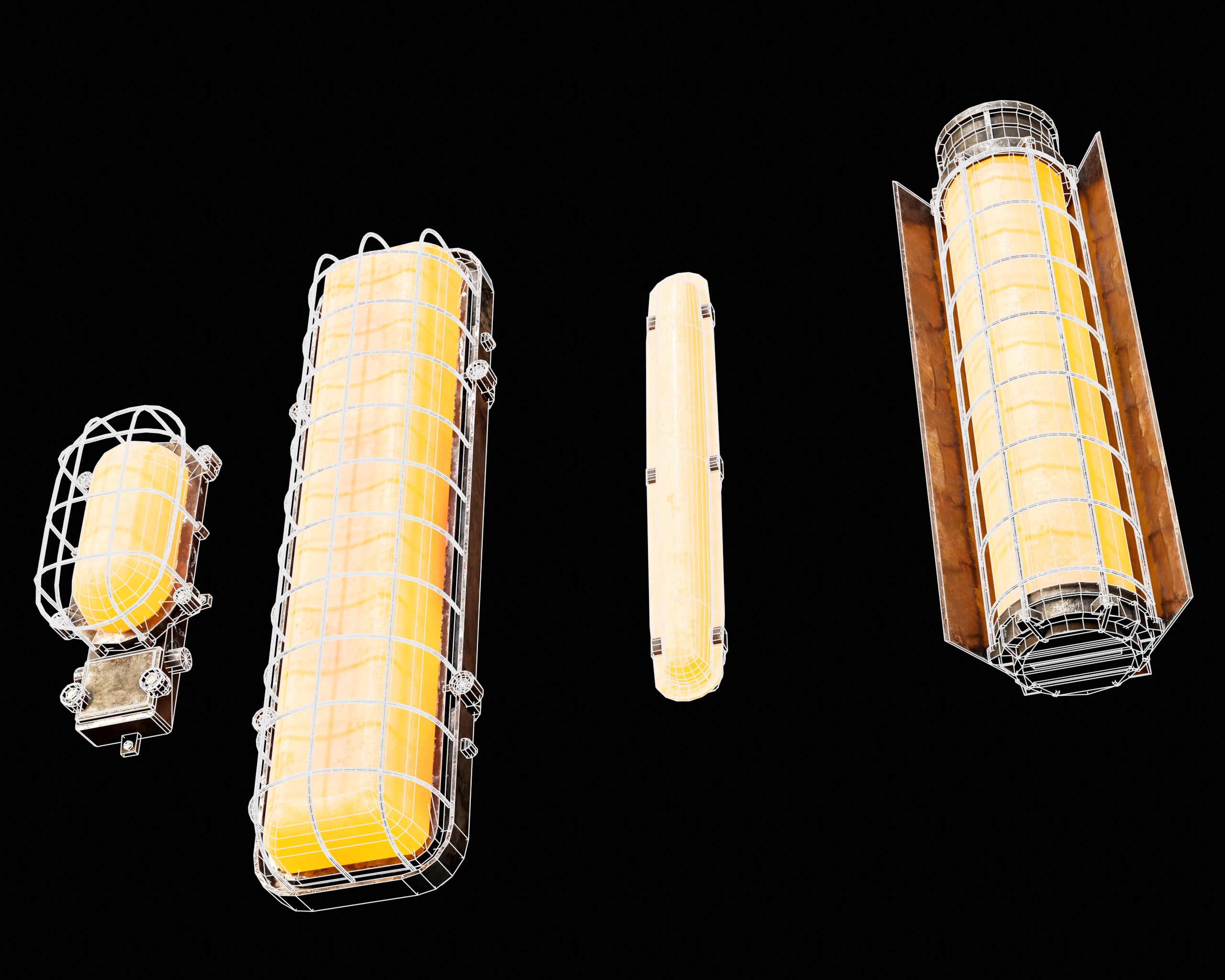 Sci-Fi Light Fixture Set 3 Low-poly 3D model_9