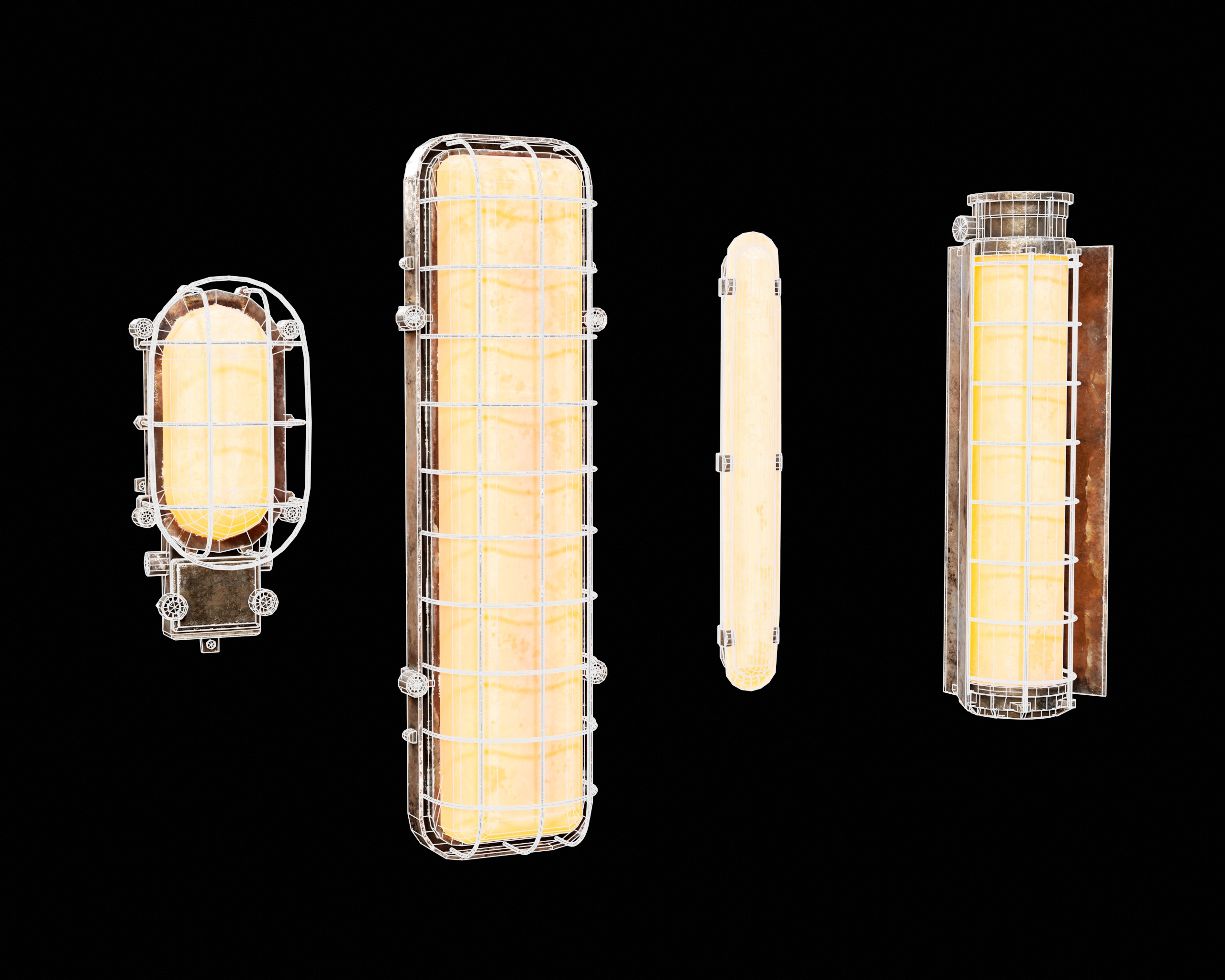 Sci-Fi Light Fixture Set 3 Low-poly 3D model_3