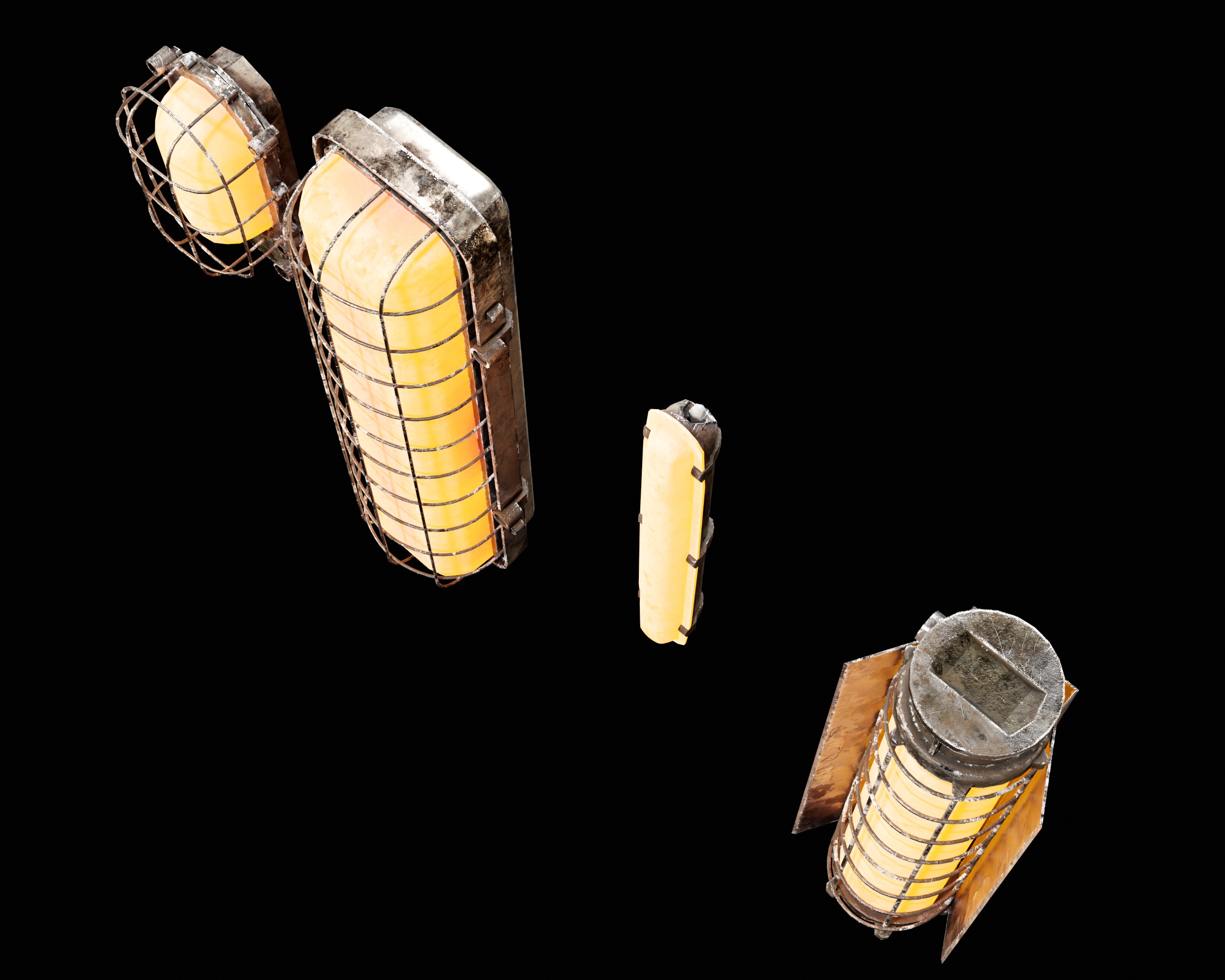 Sci-Fi Light Fixture Set 3 Low-poly 3D model_12