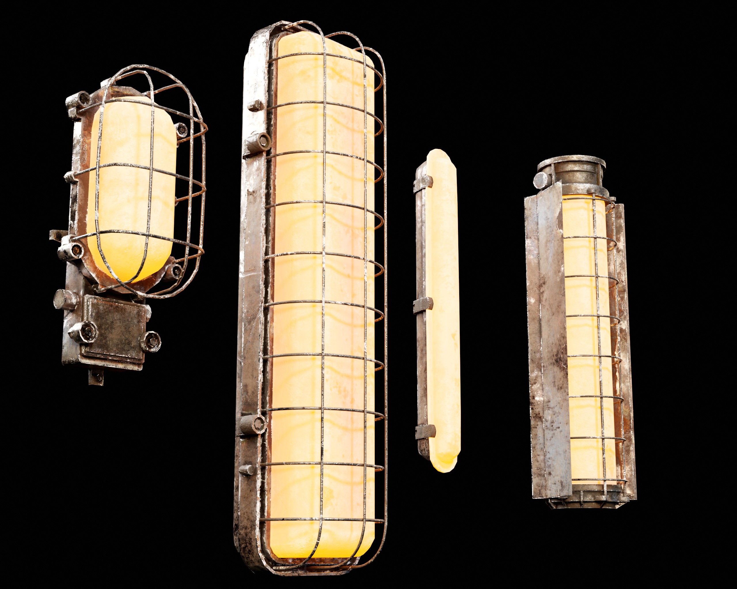 Sci-Fi Light Fixture Set 3 Low-poly 3D model_4