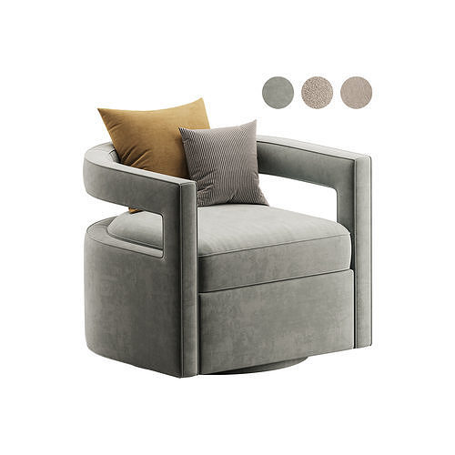 Kennedy Velvet Swivel Chair 3D model