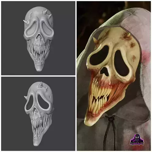 Ghostface mask from MK1  - Baraka Nightmare 3D print model