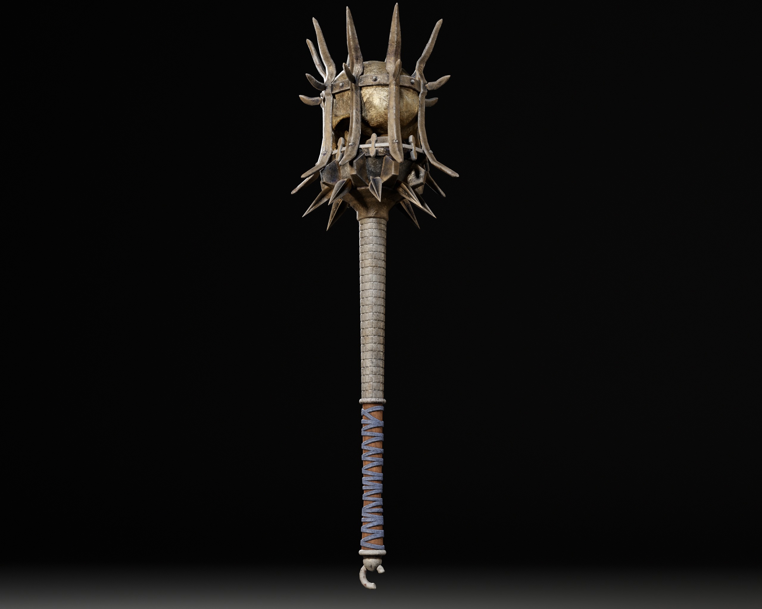 Skull Mace Low-poly 3D model_16