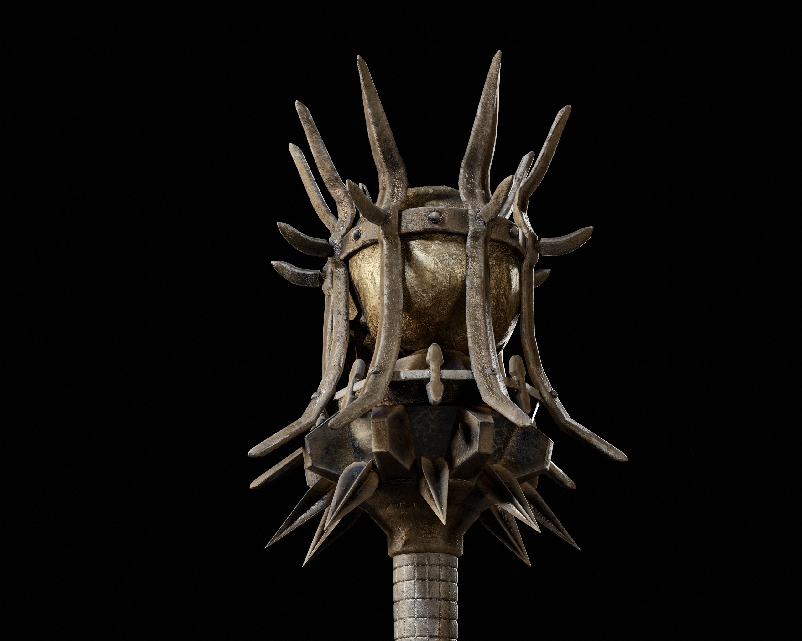 Skull Mace Low-poly 3D model_14