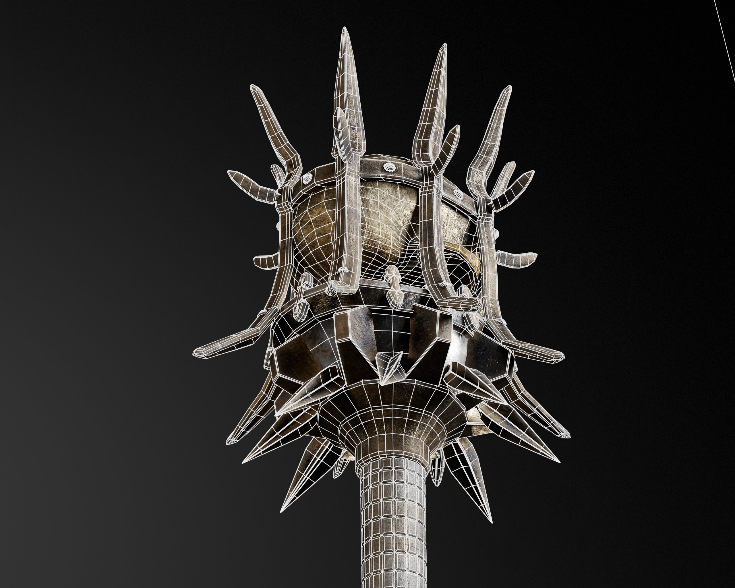 Skull Mace Low-poly 3D model_13
