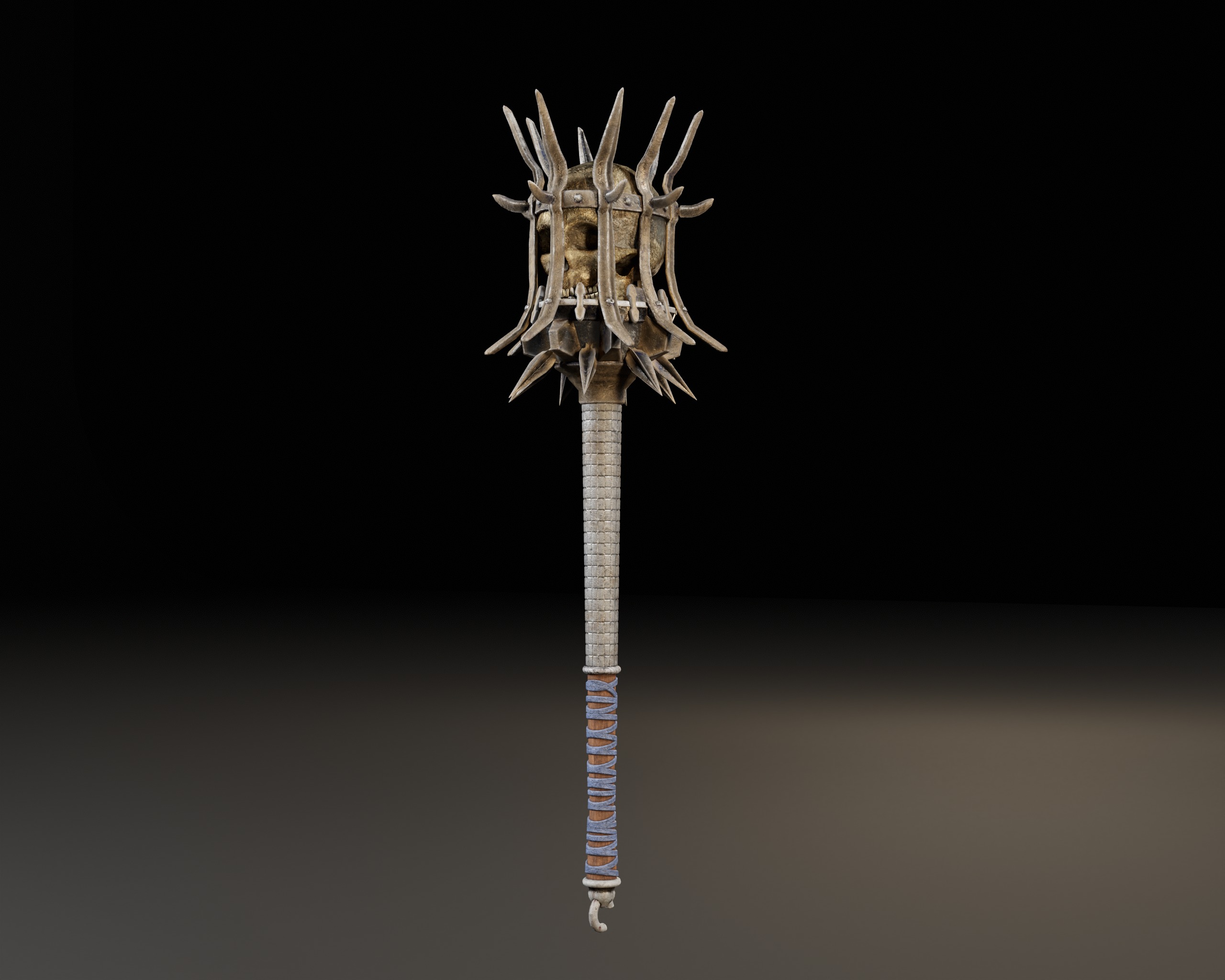 Skull Mace Low-poly 3D model_2