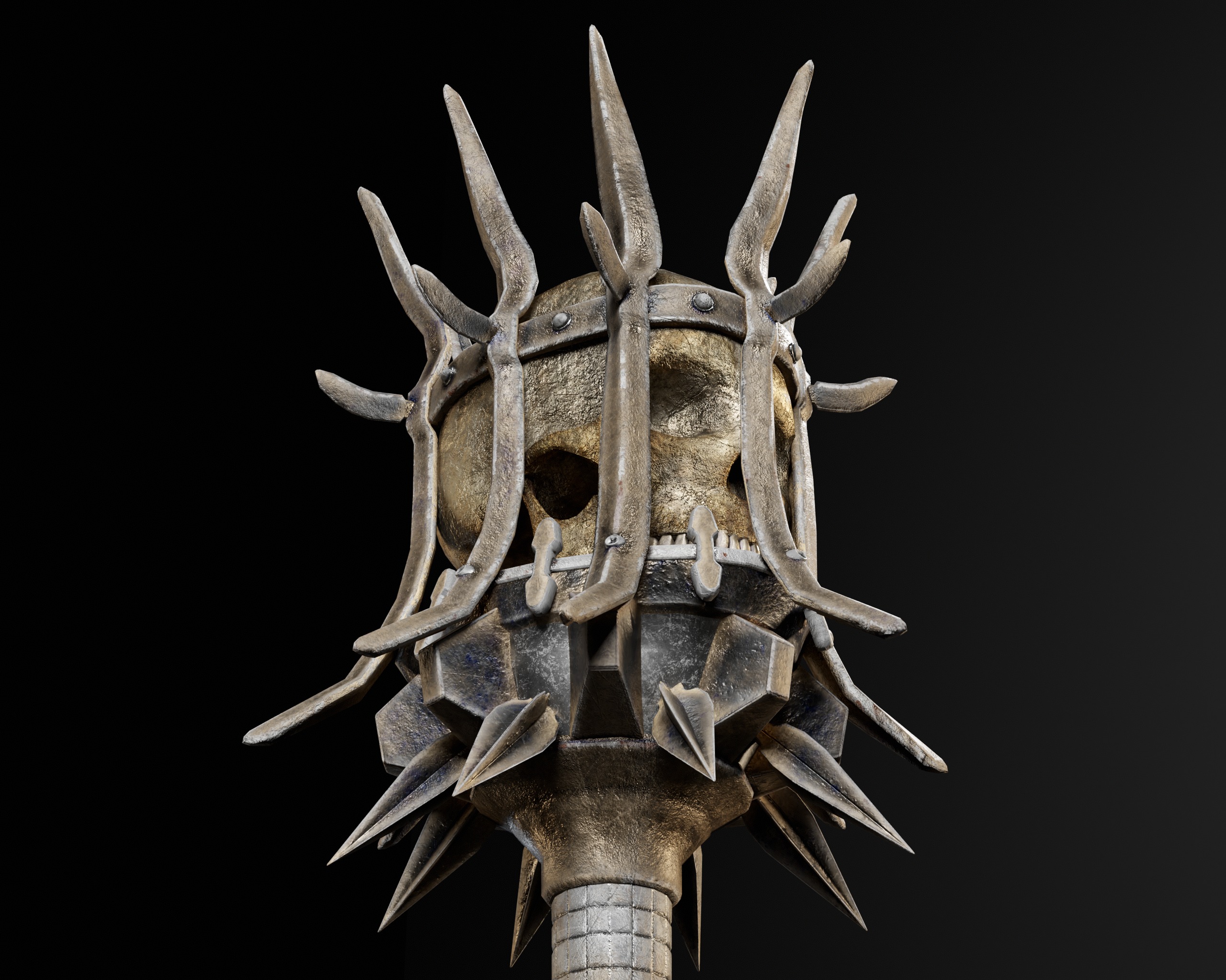 Skull Mace Low-poly 3D model_6